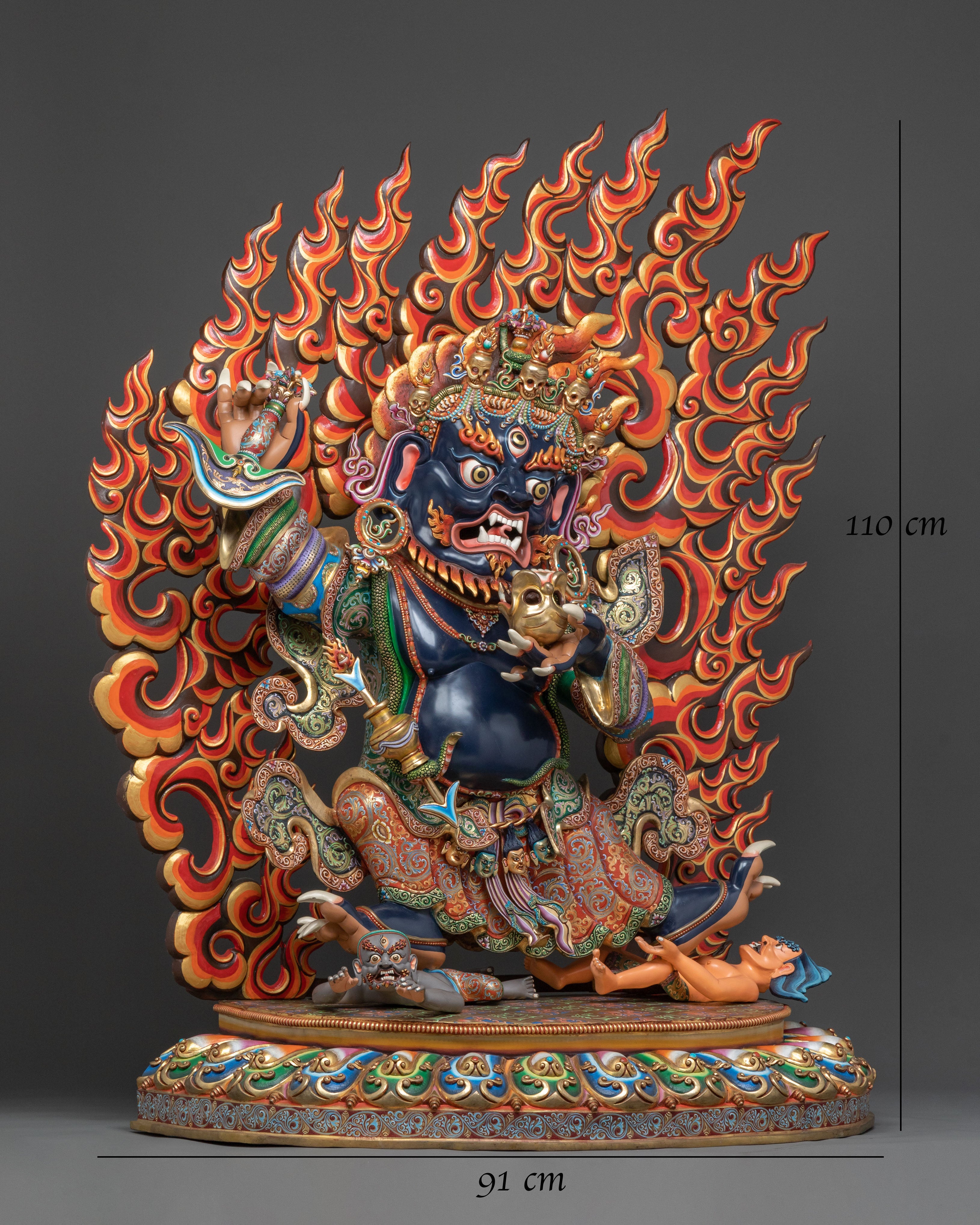 Mahakala Bernakchen, 24K Gold Gilded Protector Statue