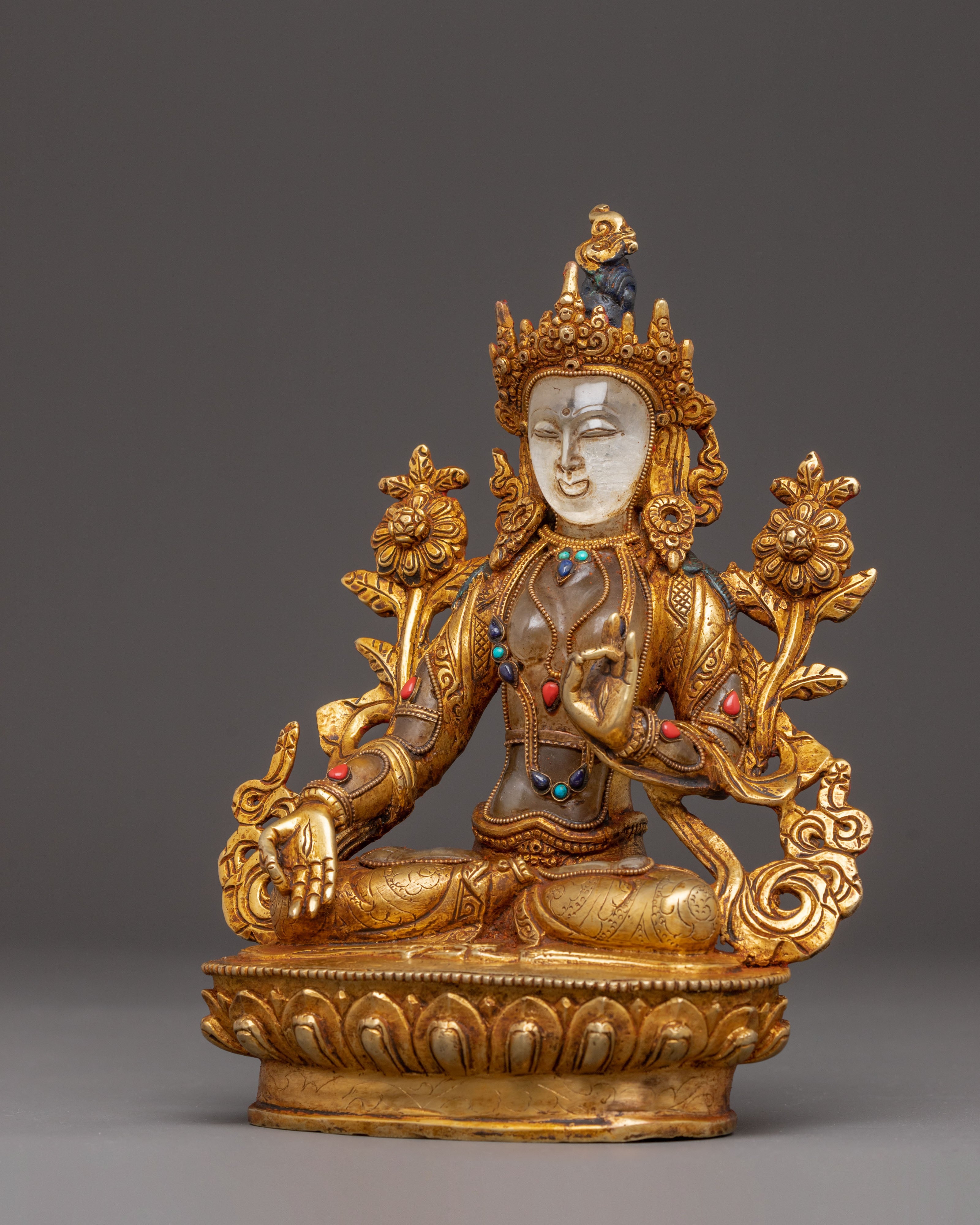 White Tara Crystal Handcrafted Statue | Embodiment of Compassionate Healing