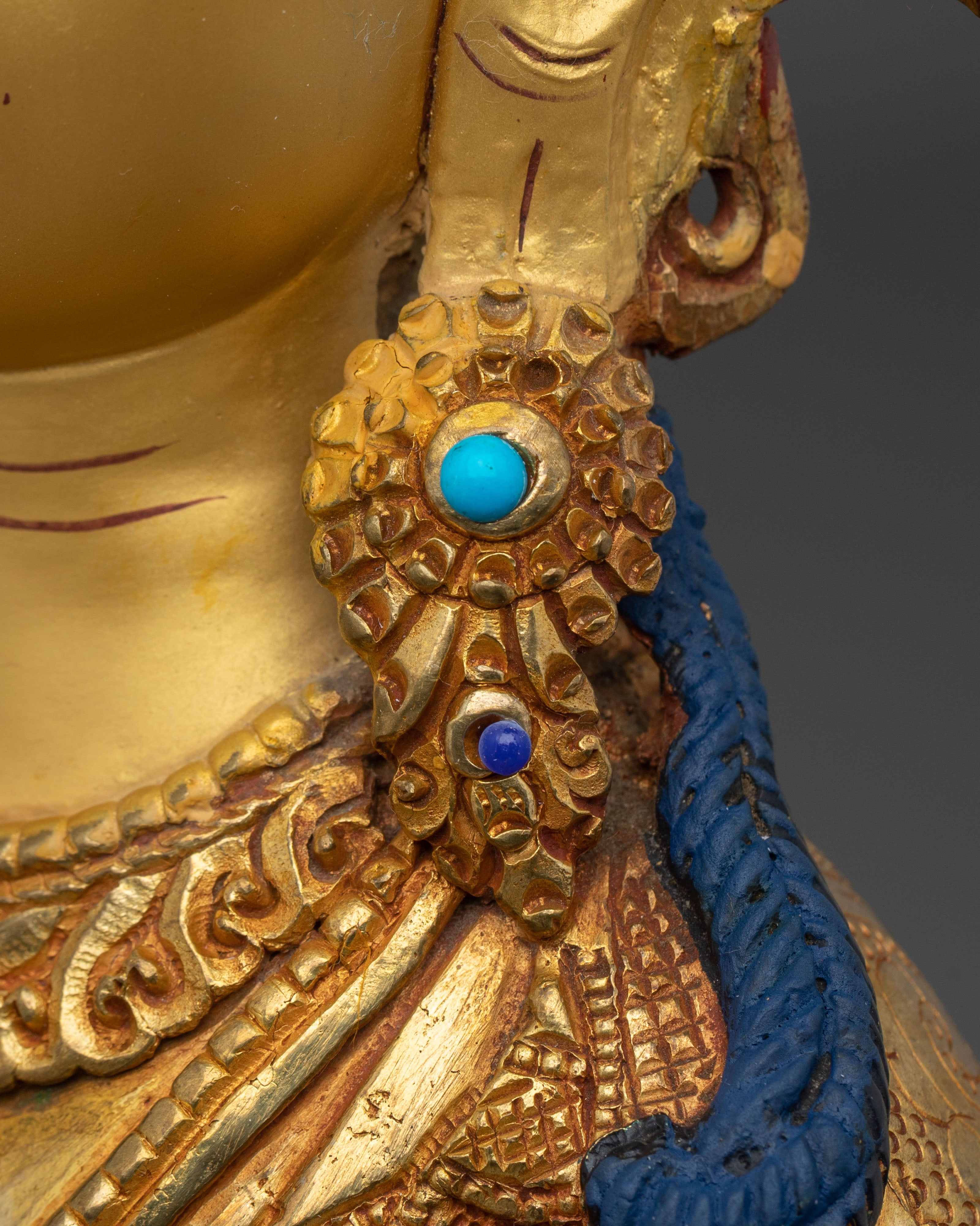 Vajrasattva Golden Statue Adorned with Gemstones
