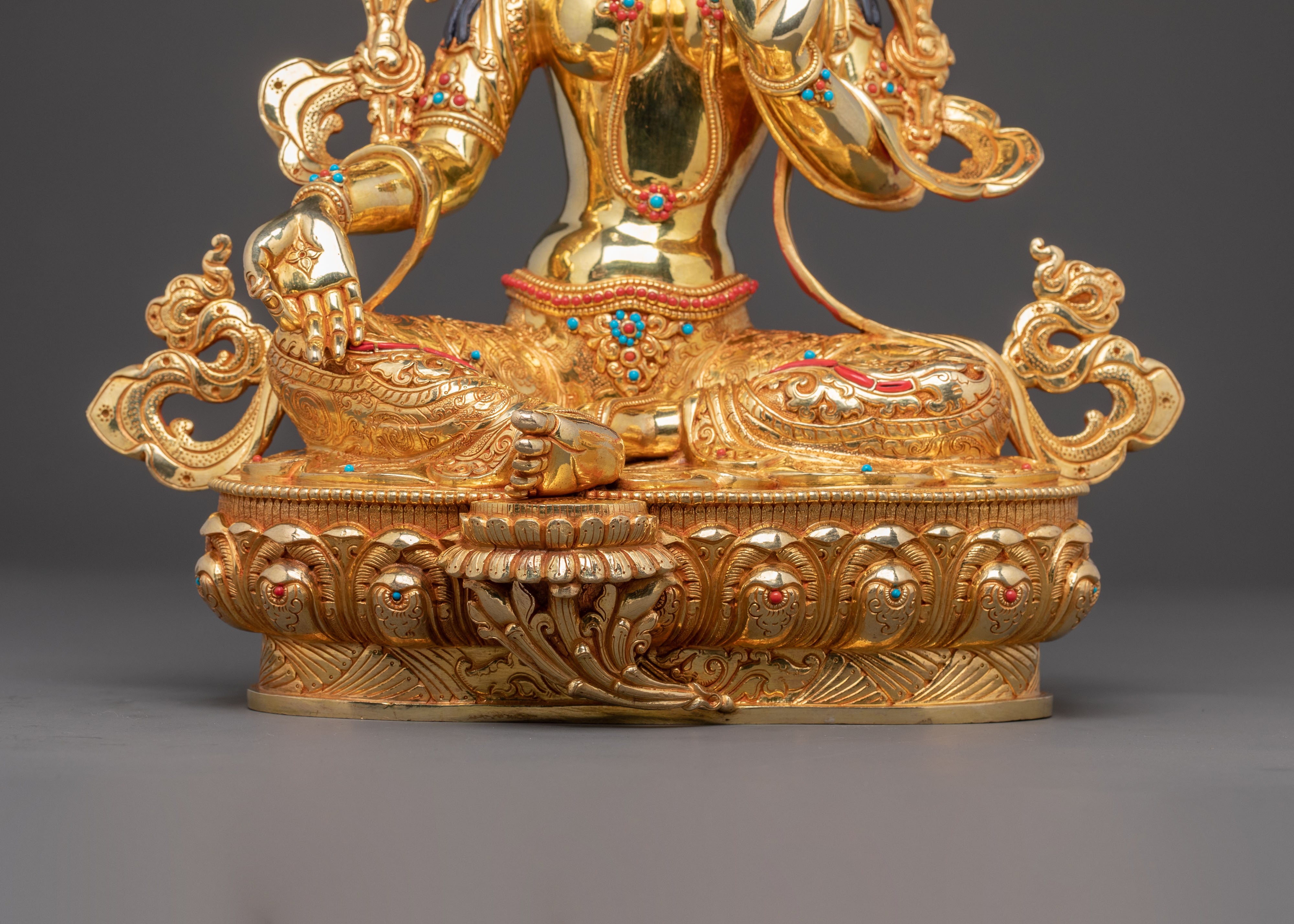 Green Tara Compassionate Healing Statue – Gilded Copper Art