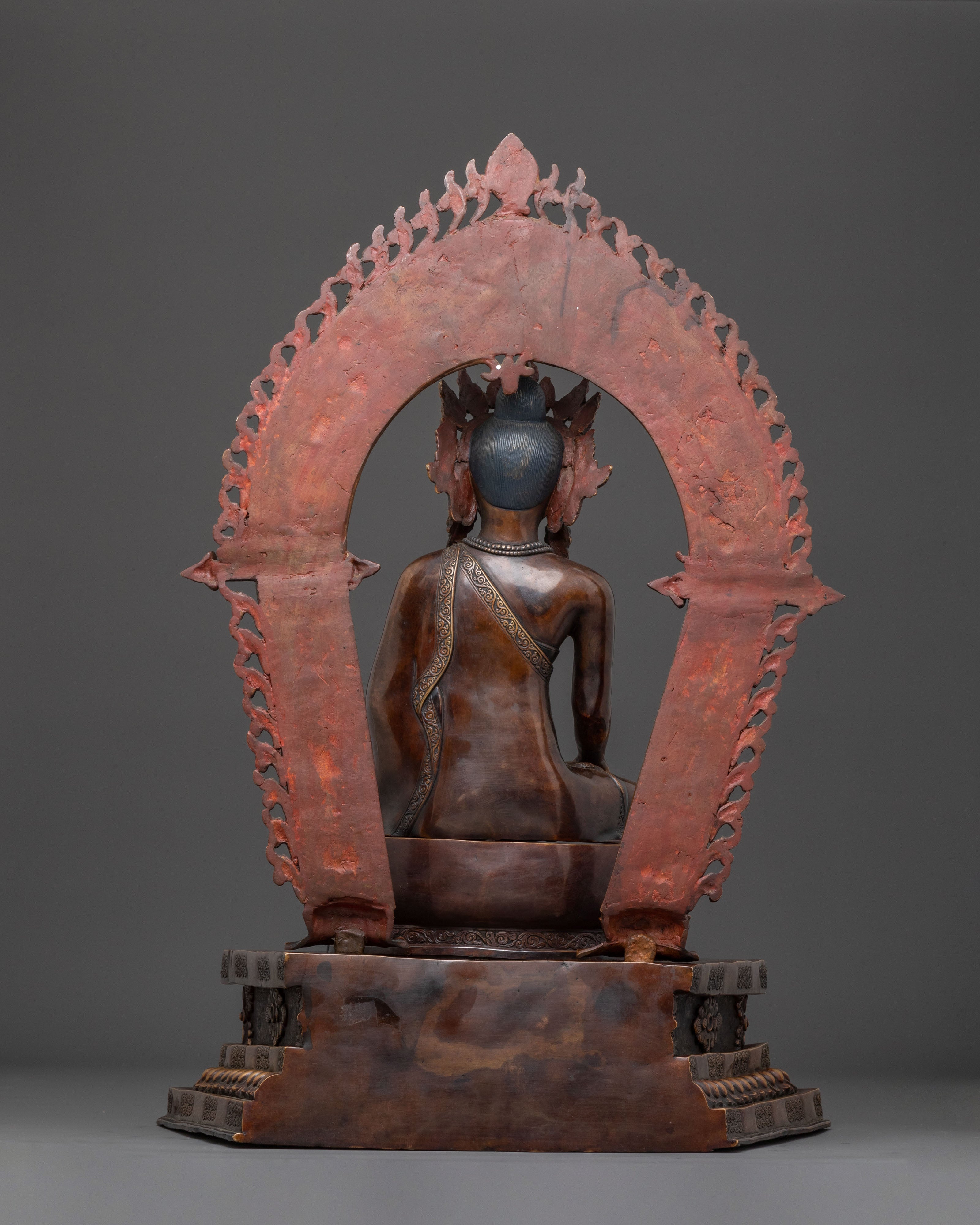 Crown Shakyamuni Buddha Statue on Throne for Rituals