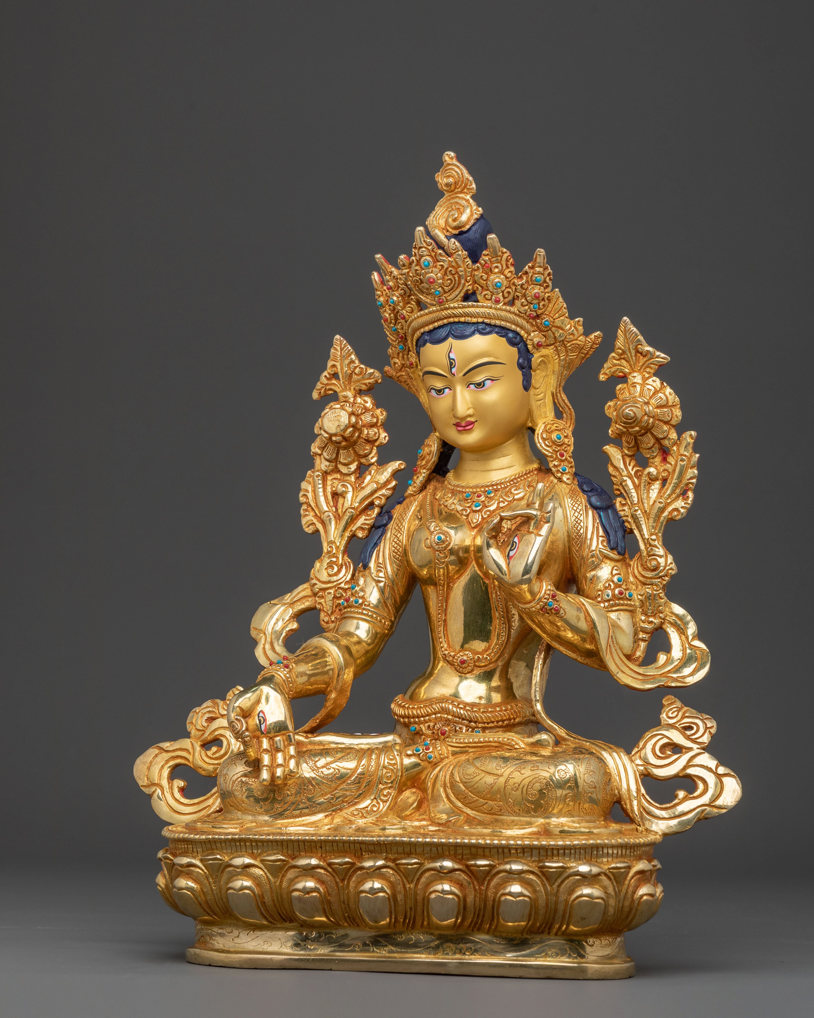 Goddess White Tara Traditional Statue for Altar Decor