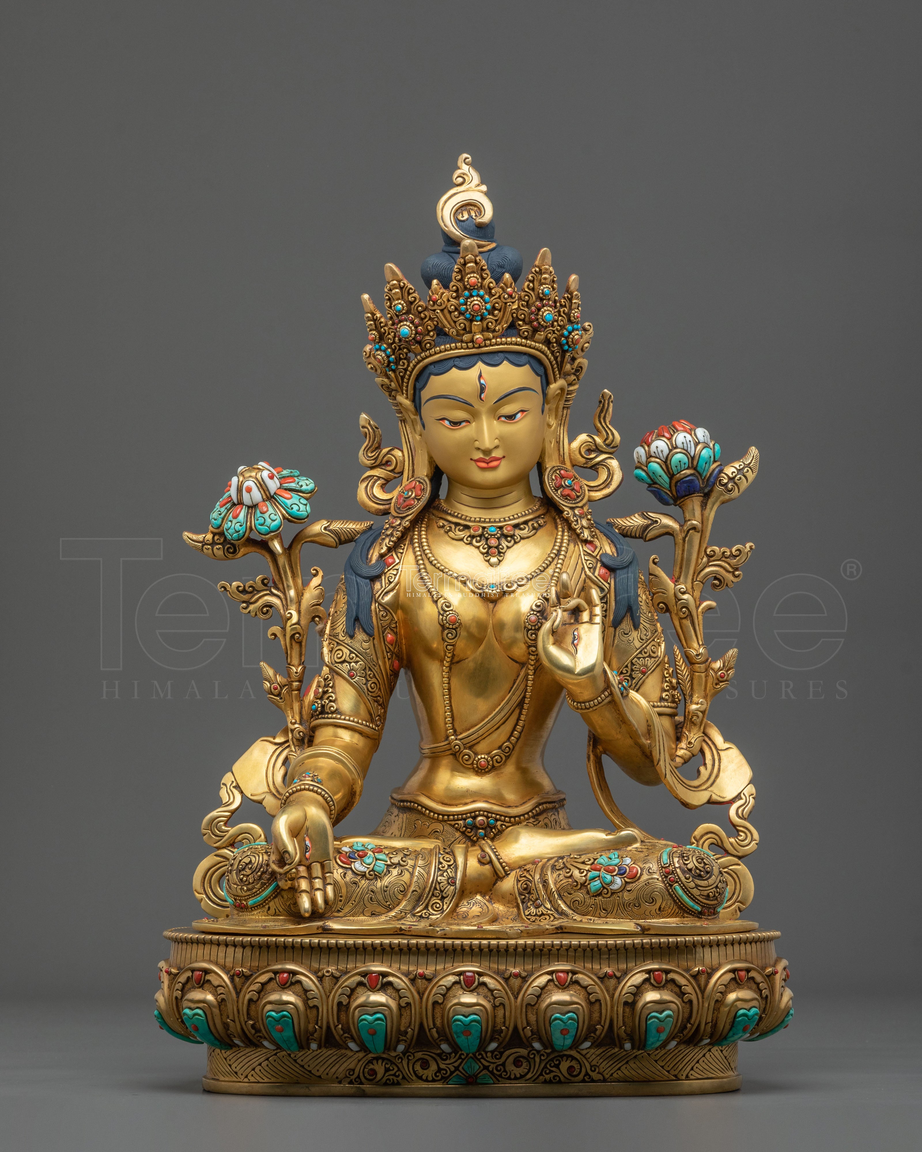 Seven Eyed Deity White Tara Sculpture | Symbol of Healing and Longevity