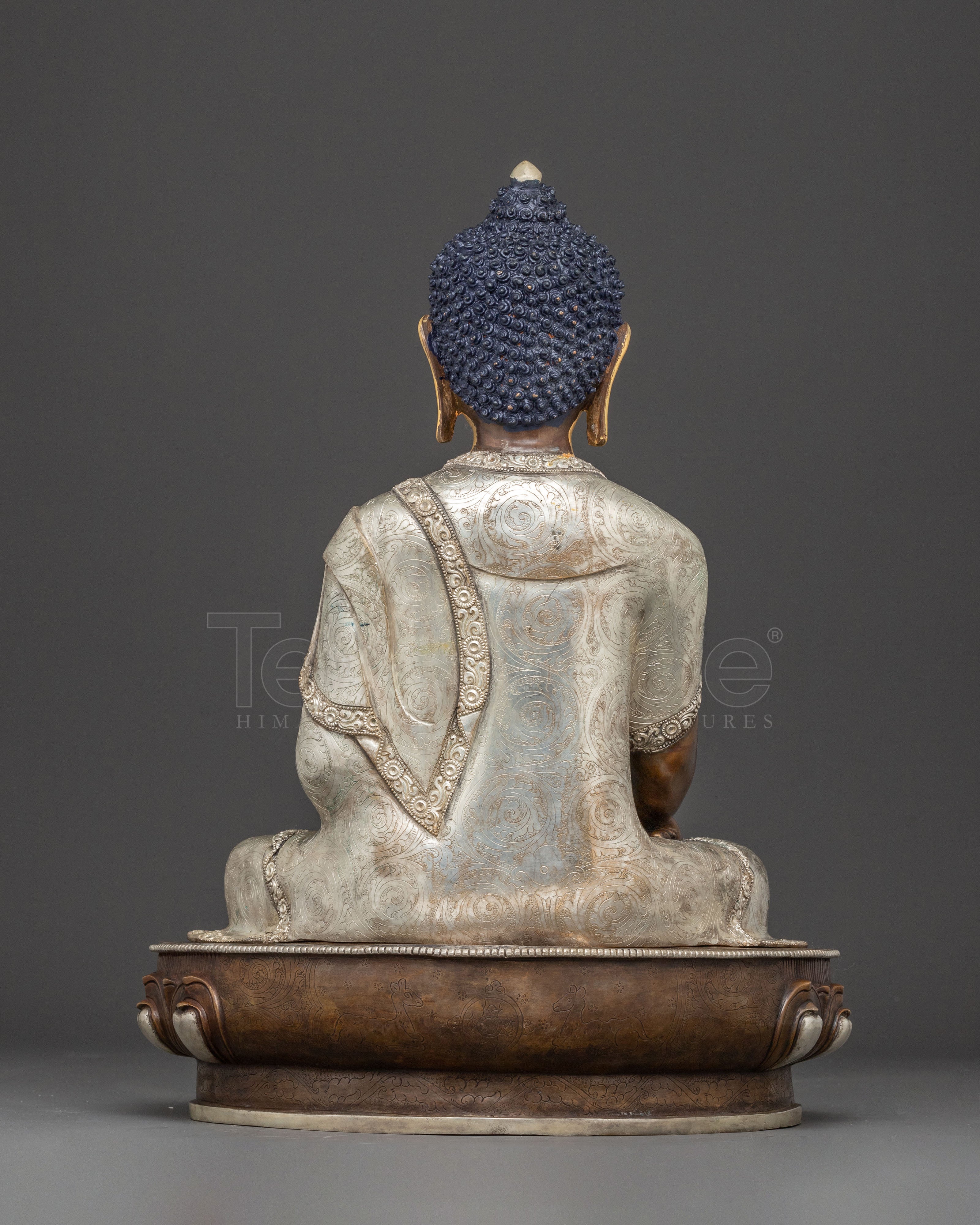 Silver-Plated Shakyamuni Buddha Copper Statue | A Sacred Vision of Enlightenment