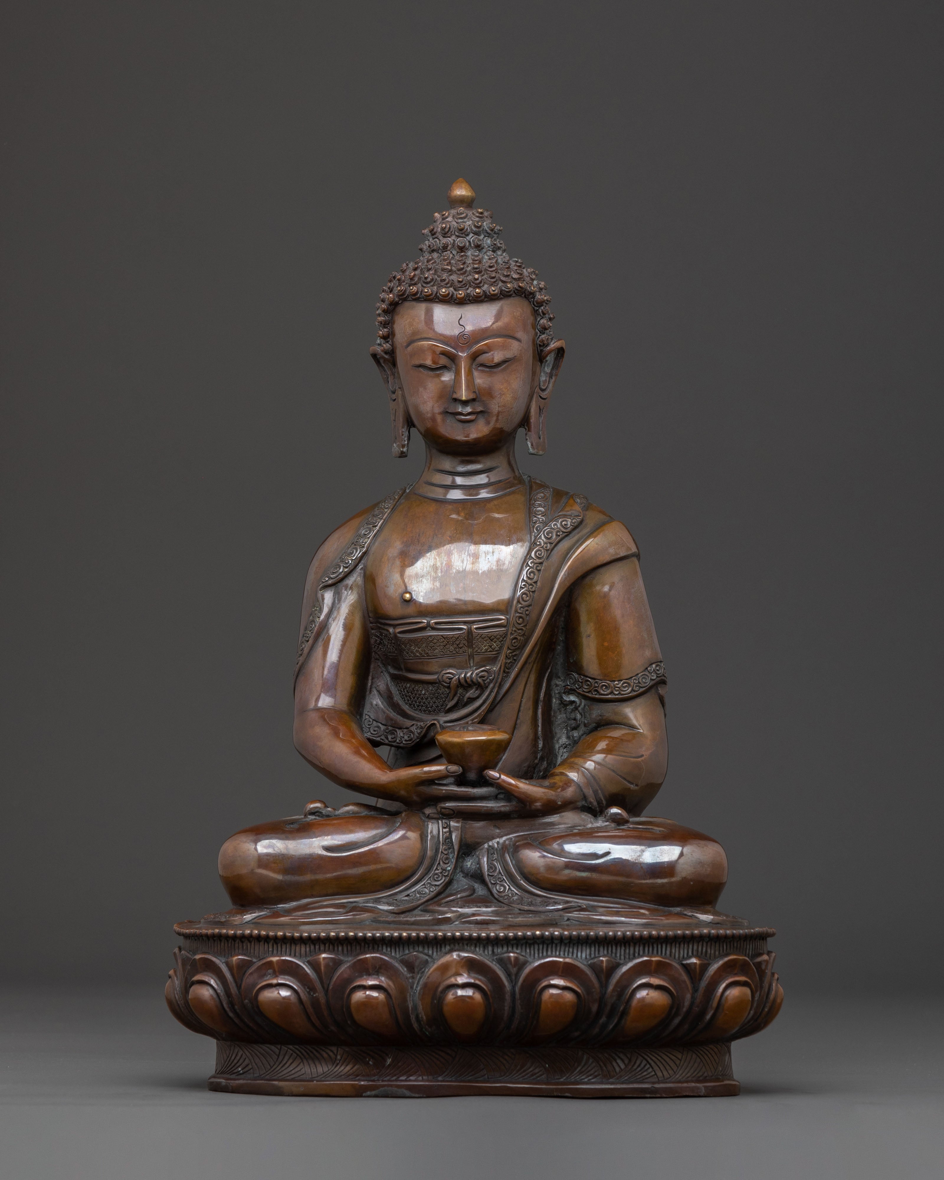 Amitabha Buddha Statue Infinite Light in Oxidized Copper