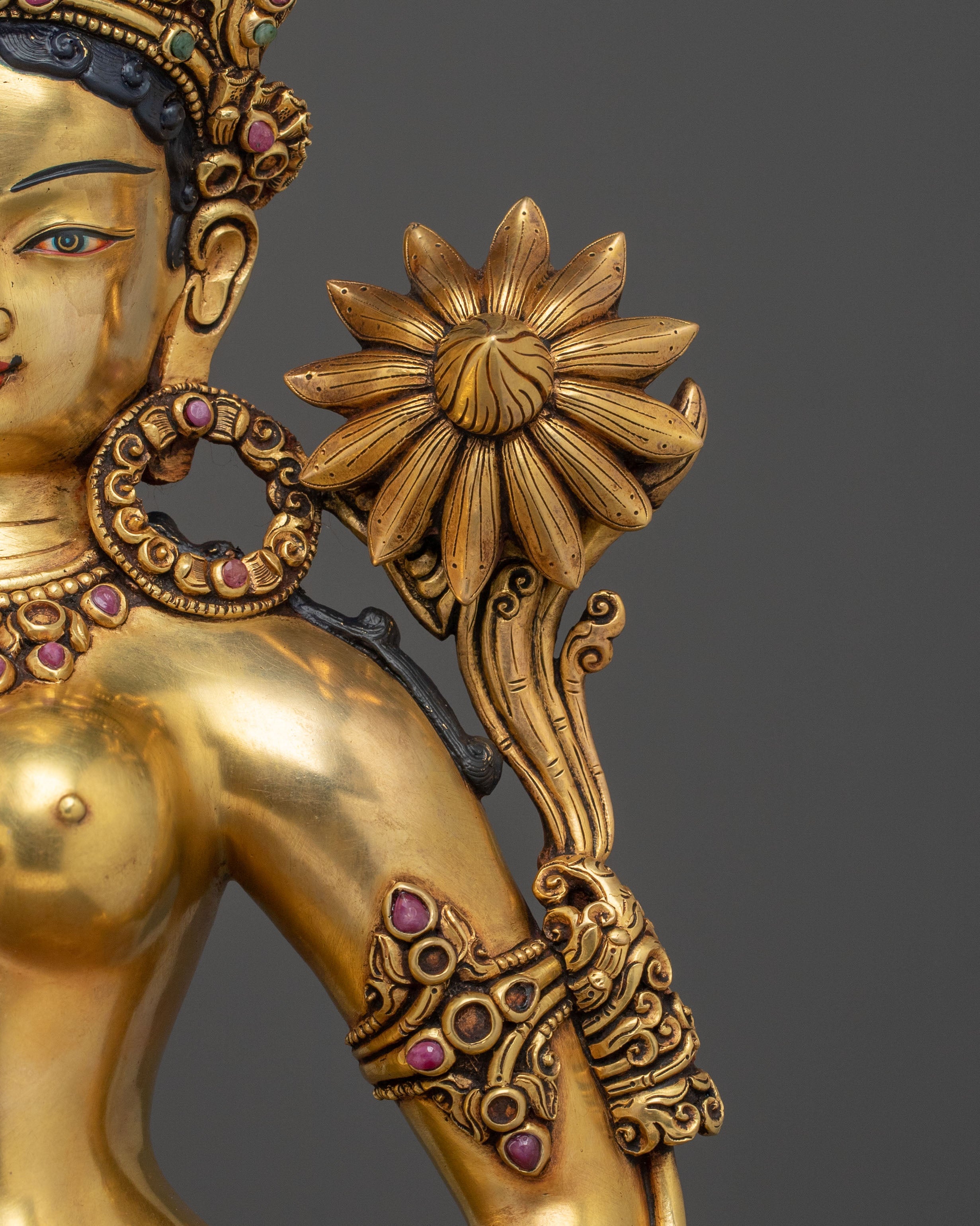 Standing Green Tara with 24K Gold Gilding