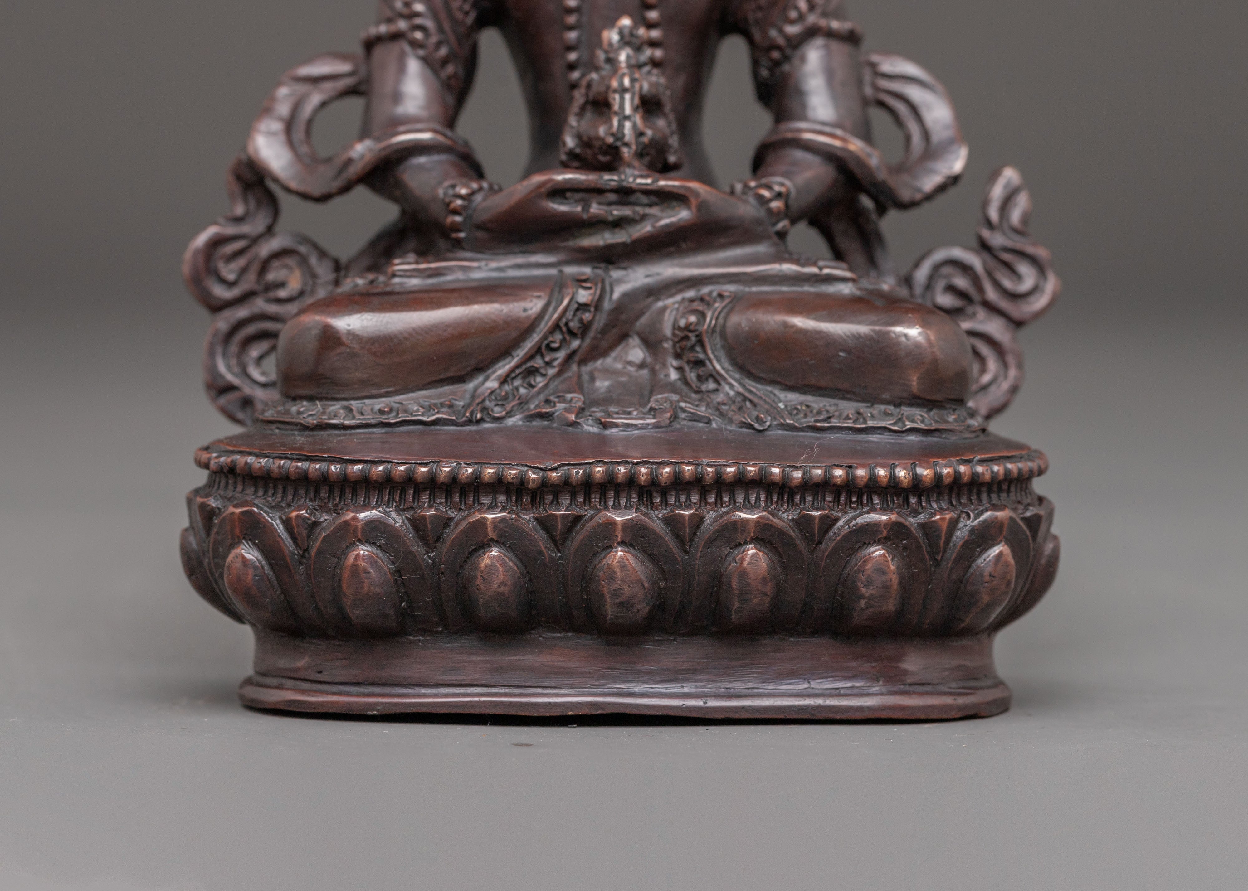 Handmade Amitayus Oxidized Copper Statue | Buddha of Infinite Life