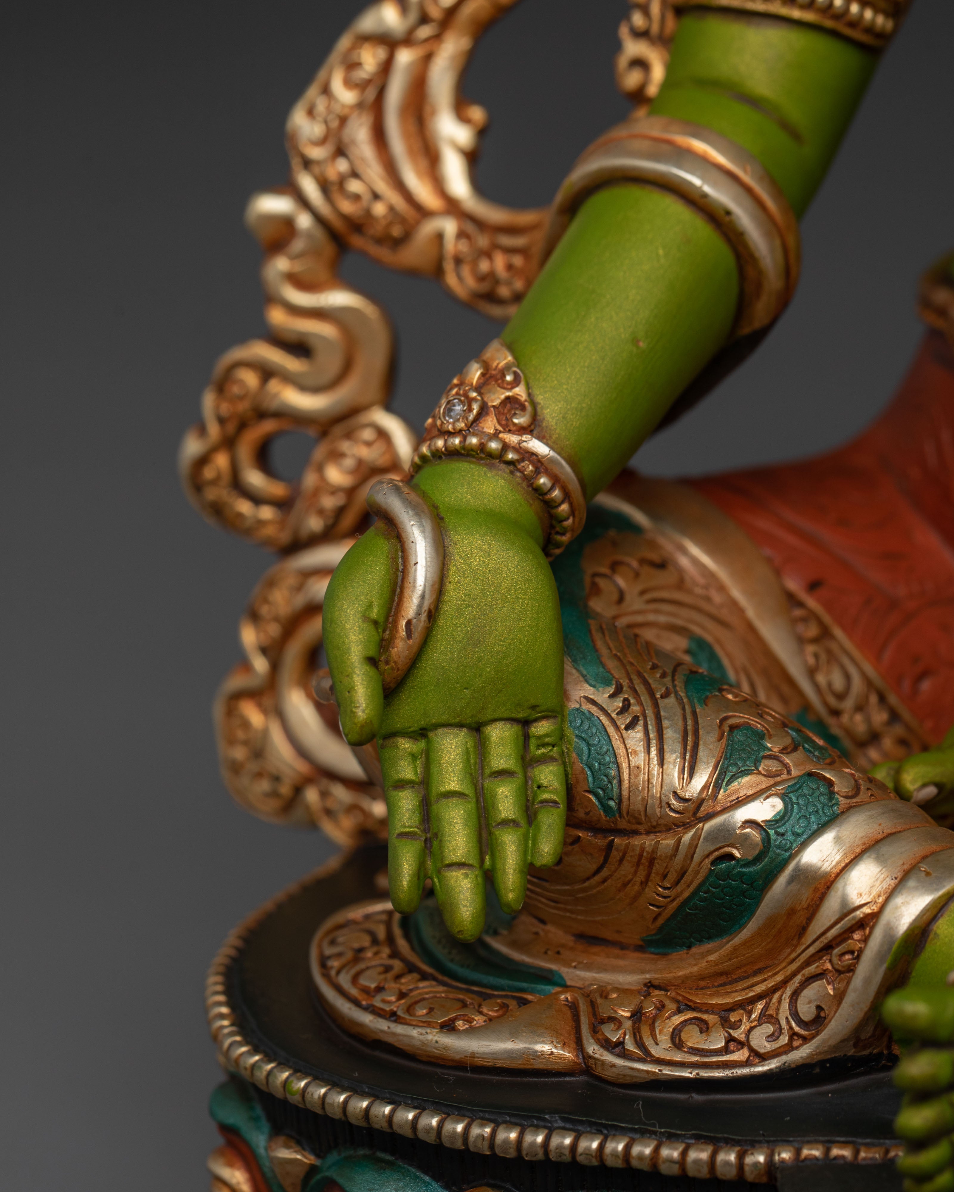 Green Tara Copper Statue | Handcrafted Serenity