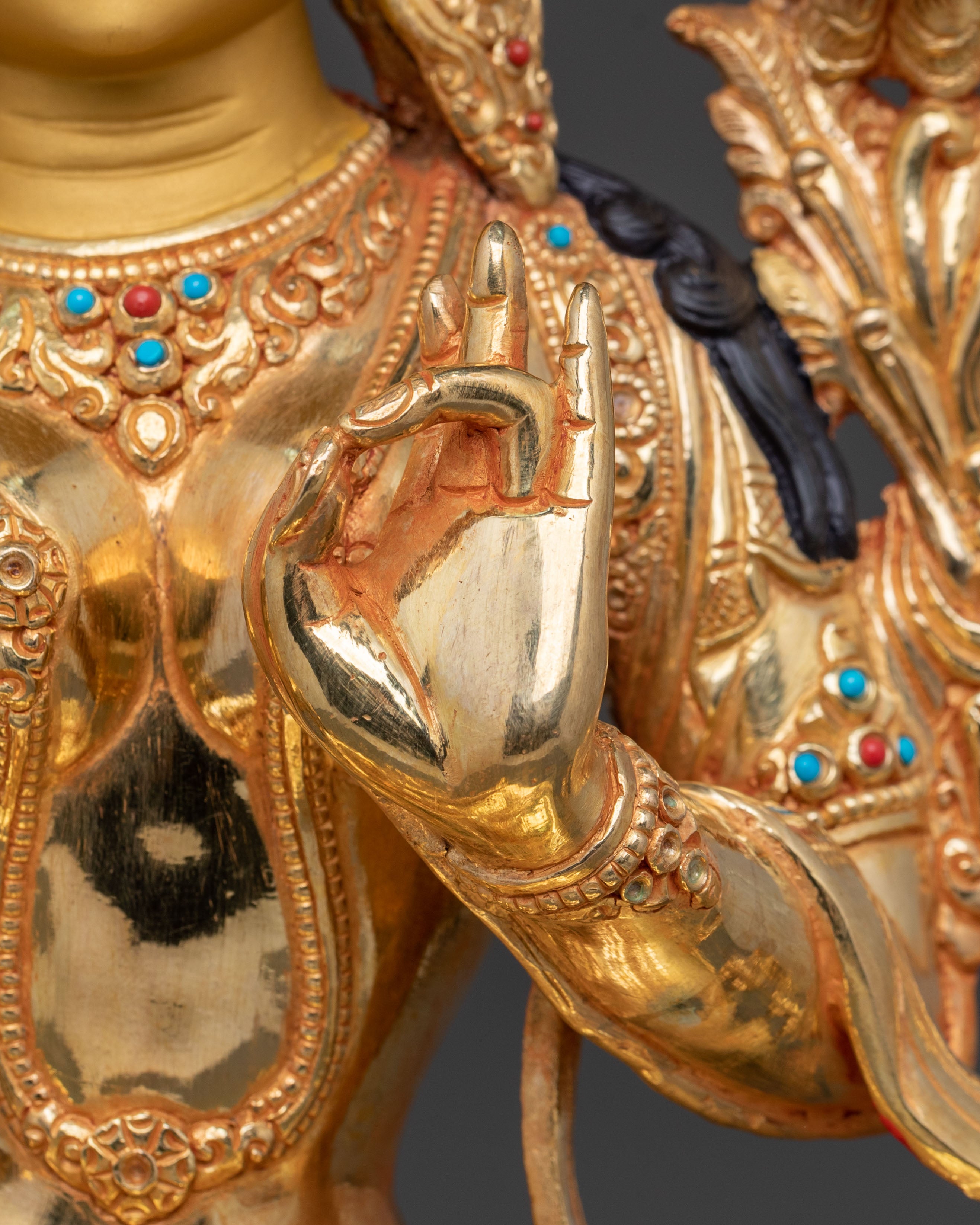 Protector Green Tara Golden Statue: Handcrafted Serenity