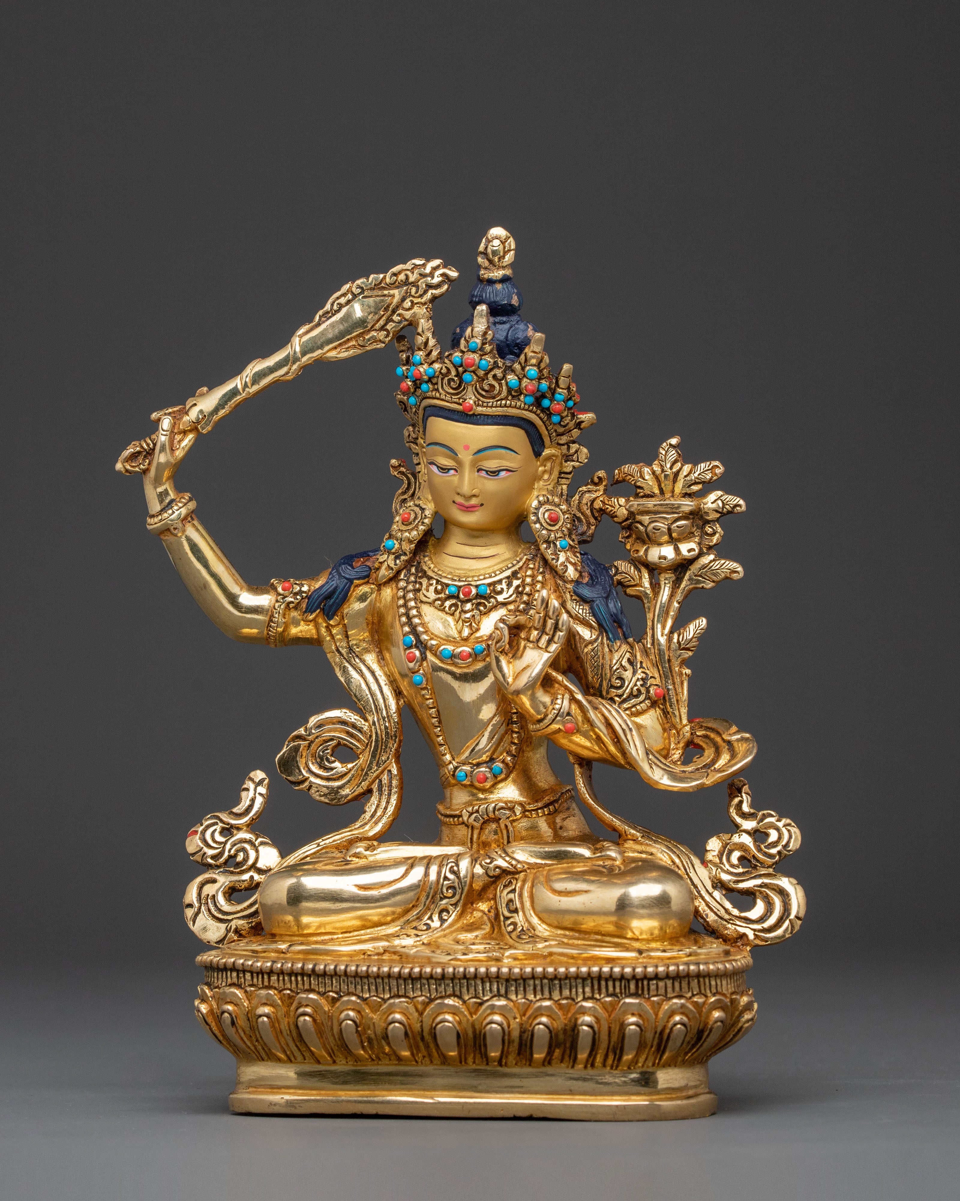 Manjushri Buddhist Altar Statue | Bodhisattva of Transcendent Insight and Clarity