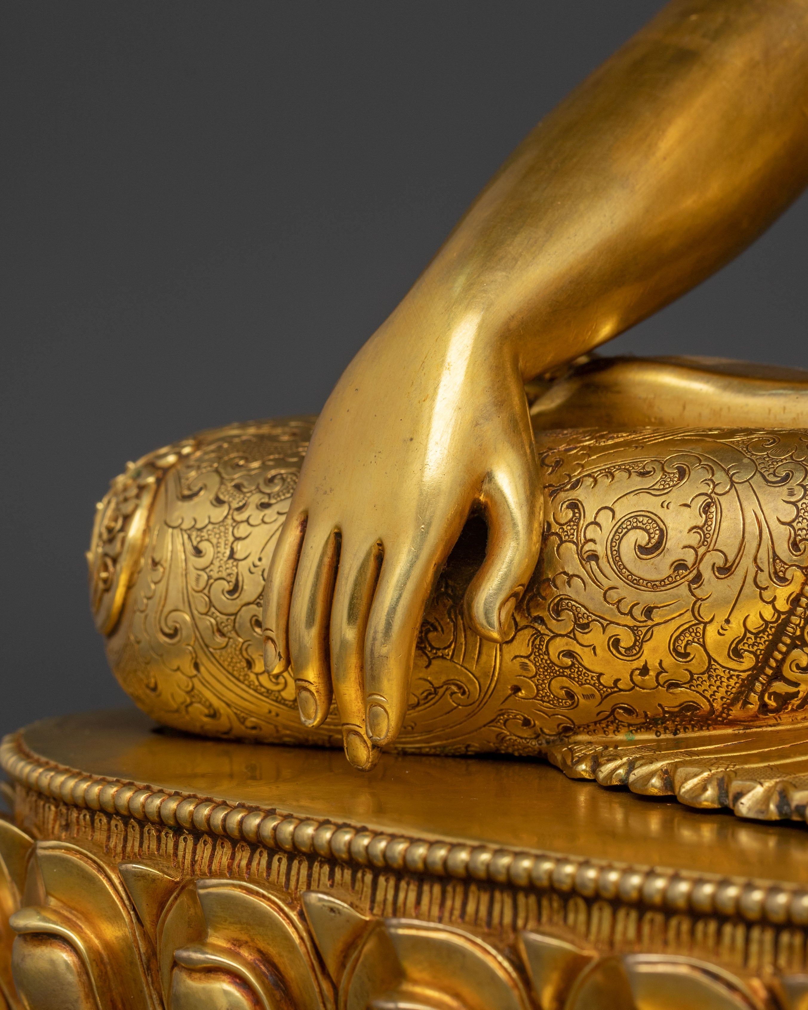 Shakyamuni Buddha Fire Gold Gilded Figurine | Home Decor