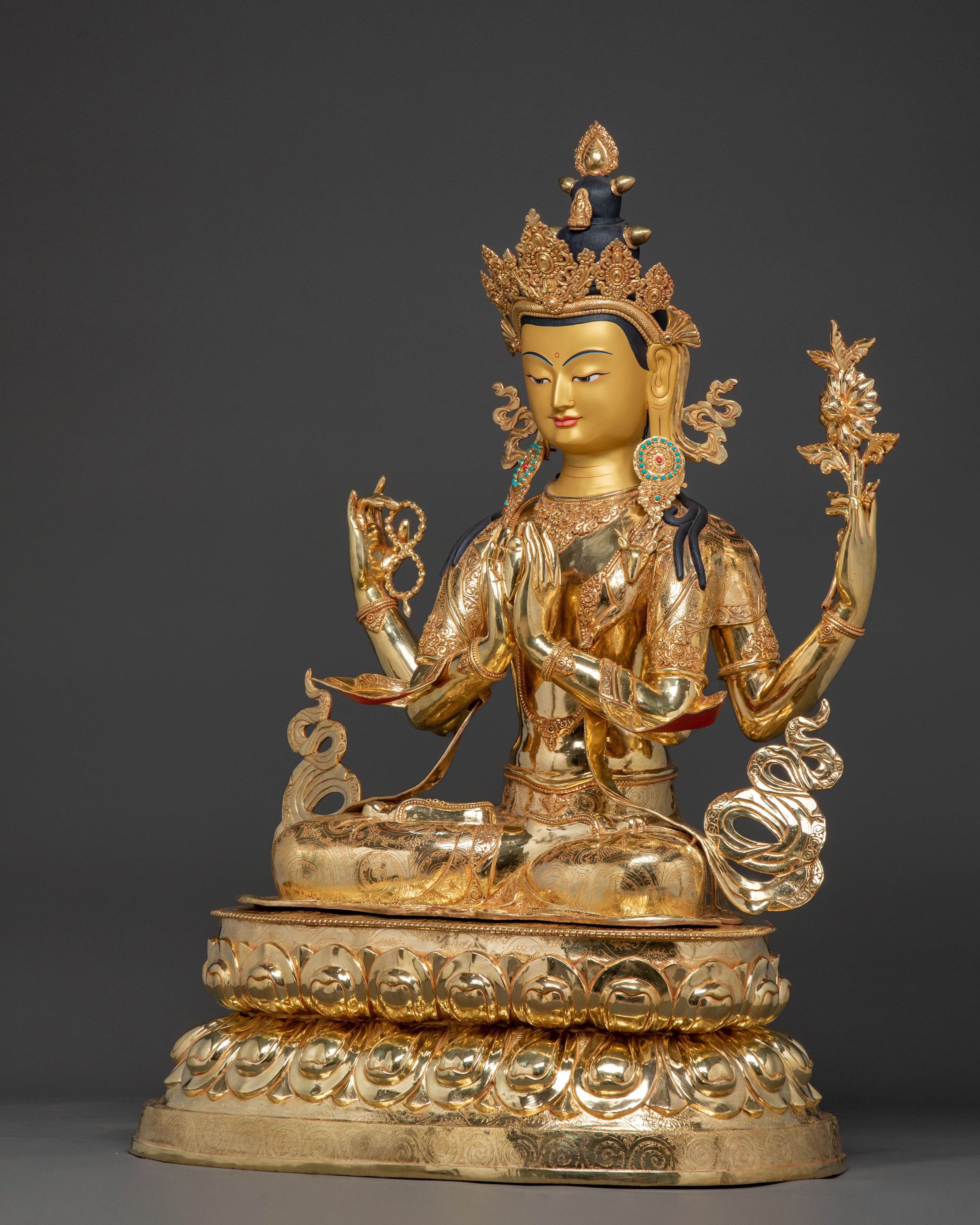 Chenrezig Tibetan Compassion Statue | Buddhist Sacred Altar Decor
