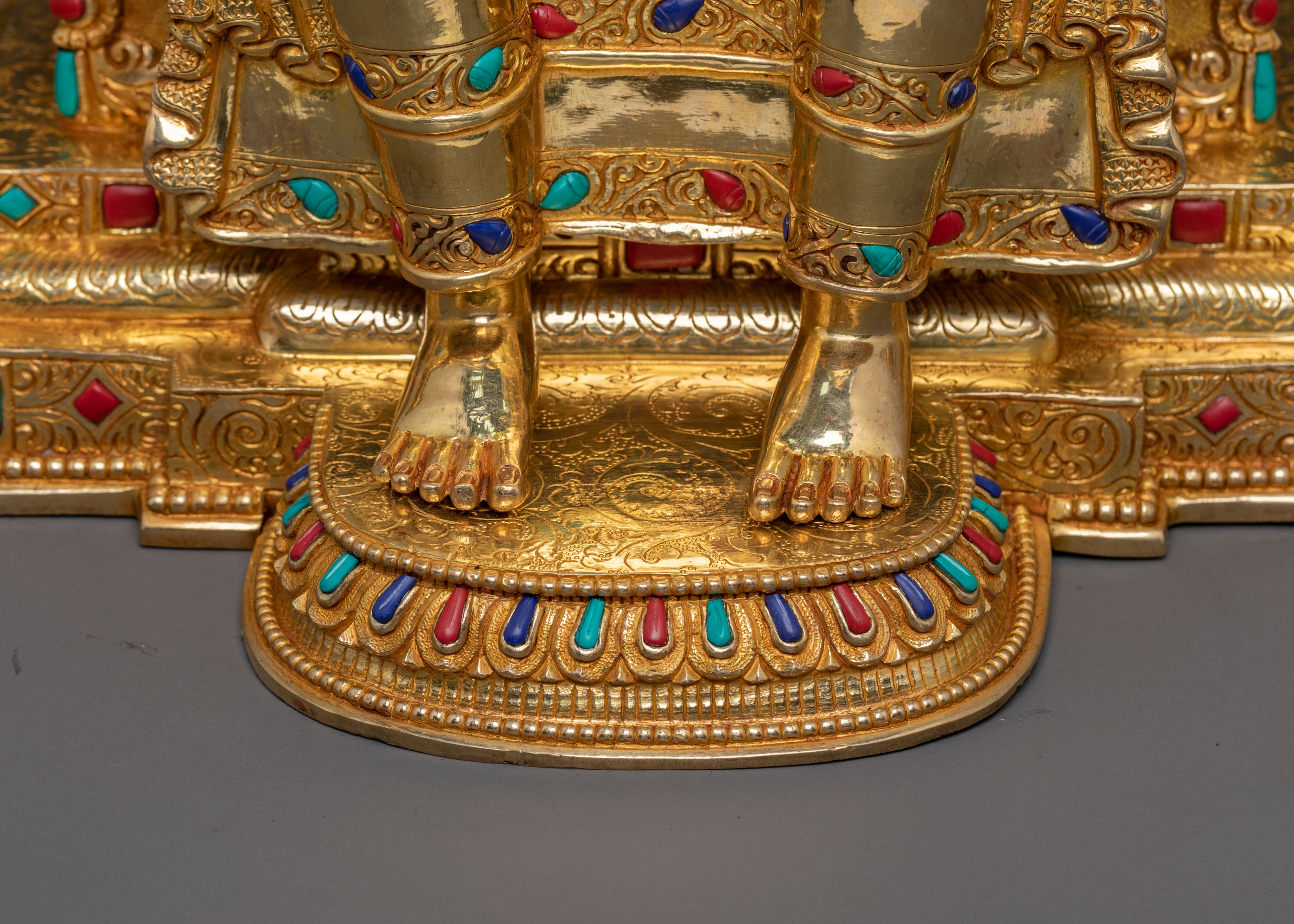 Maitreya Buddha Altar Statue | 24K Gold Gilded Icon