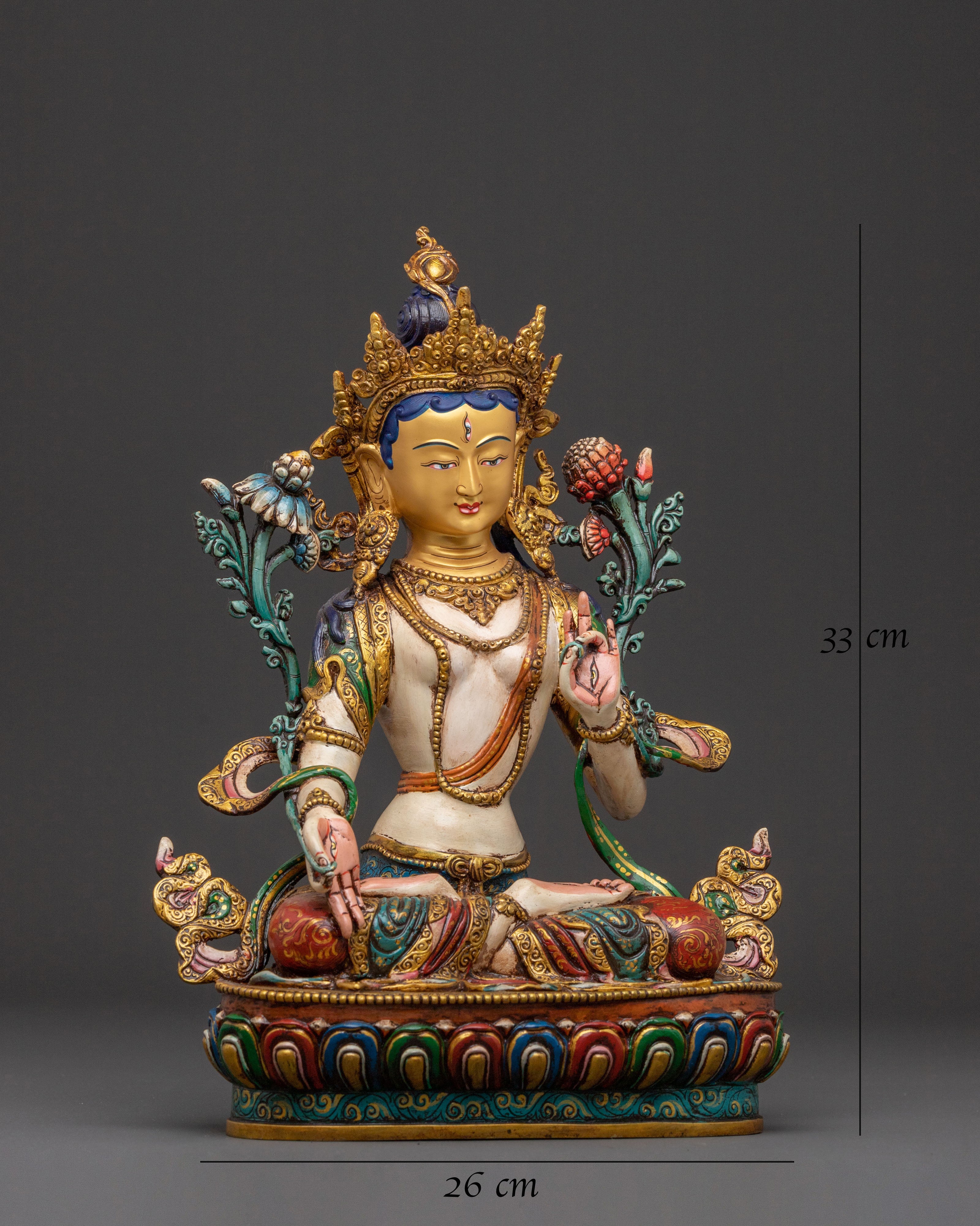 White Tara 24K Gold Gilded Statue | Longevity Icon