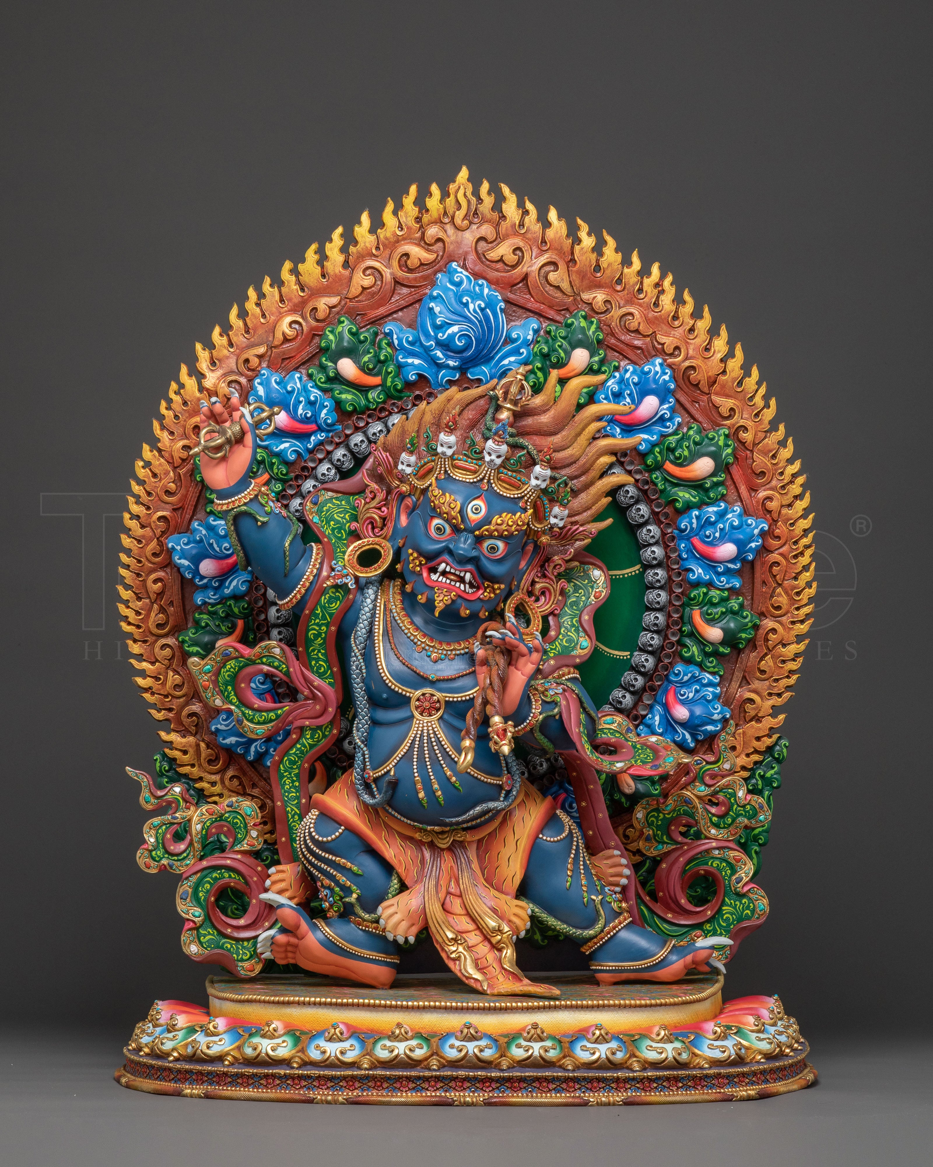 Golden Vajrapani Blessing Statue: Gilded Majesty from Nepal