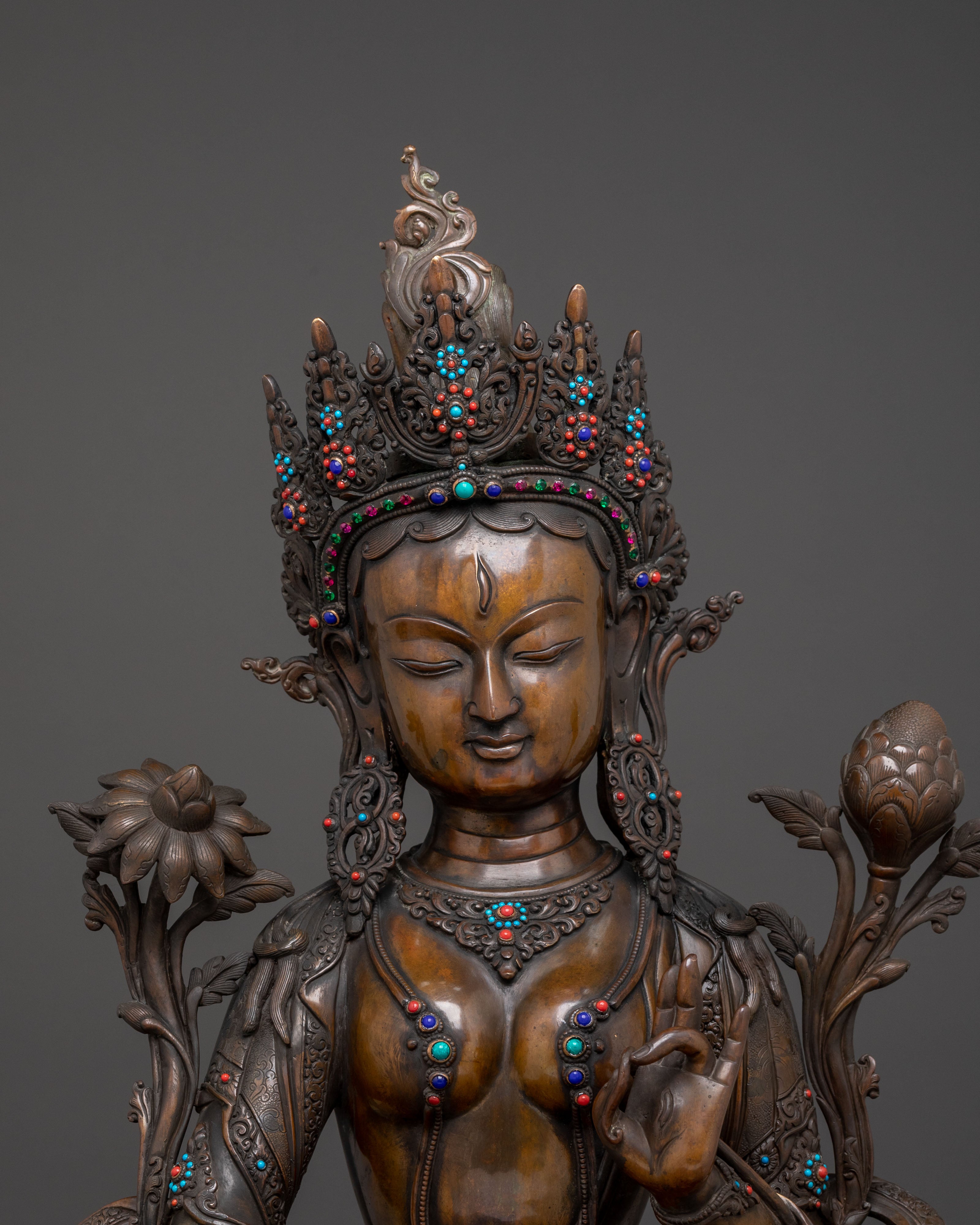 Compassion Goddess White Tara Statue | Sacred Icon