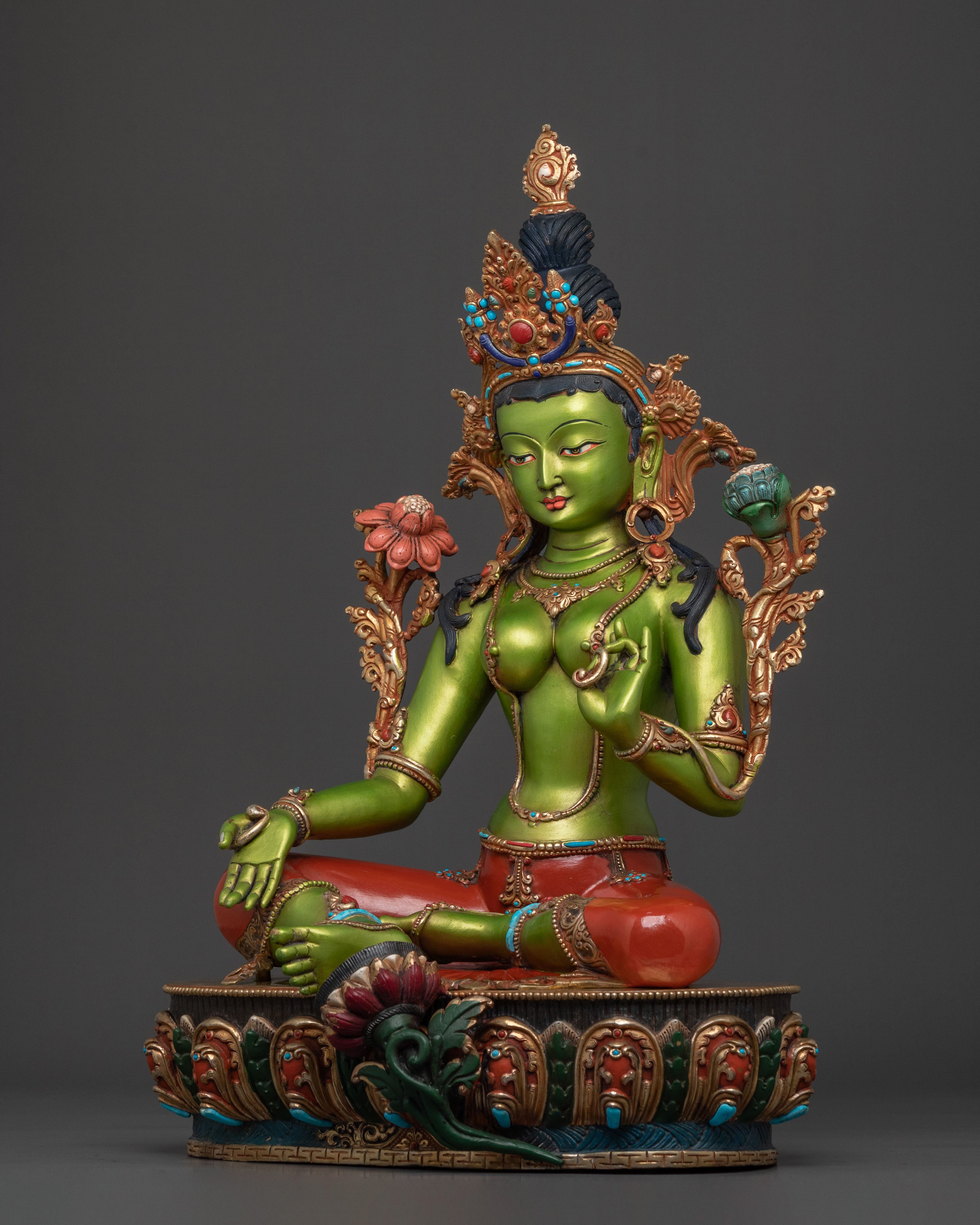 Sacred Guardian Green Tara Statue | Home Decor