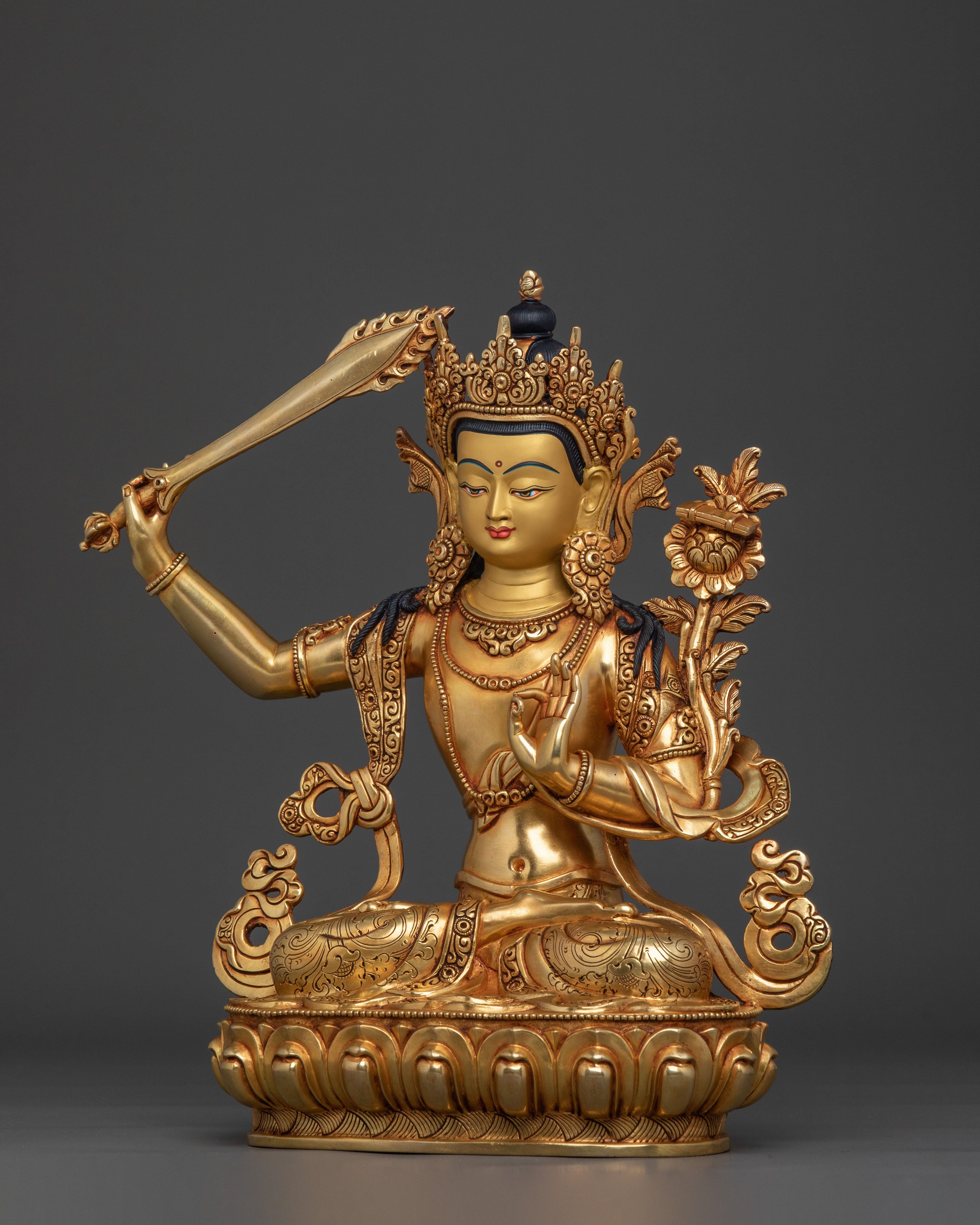 Manjushri Wisdom Buddha Sculpture | Traditional Sacred Sculpture