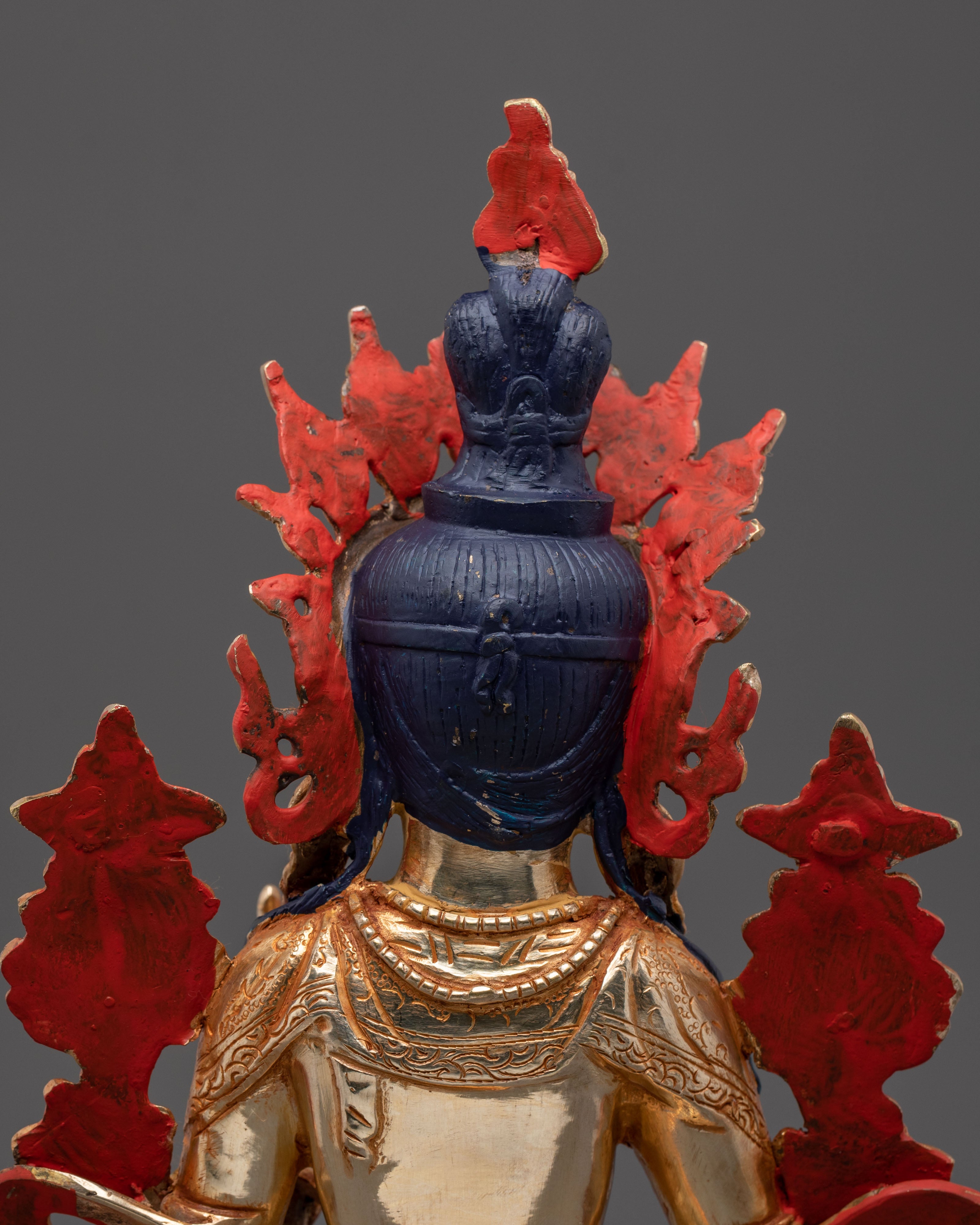 Green Tara Sculpture | Serene 24K Gold Gilded Artistry