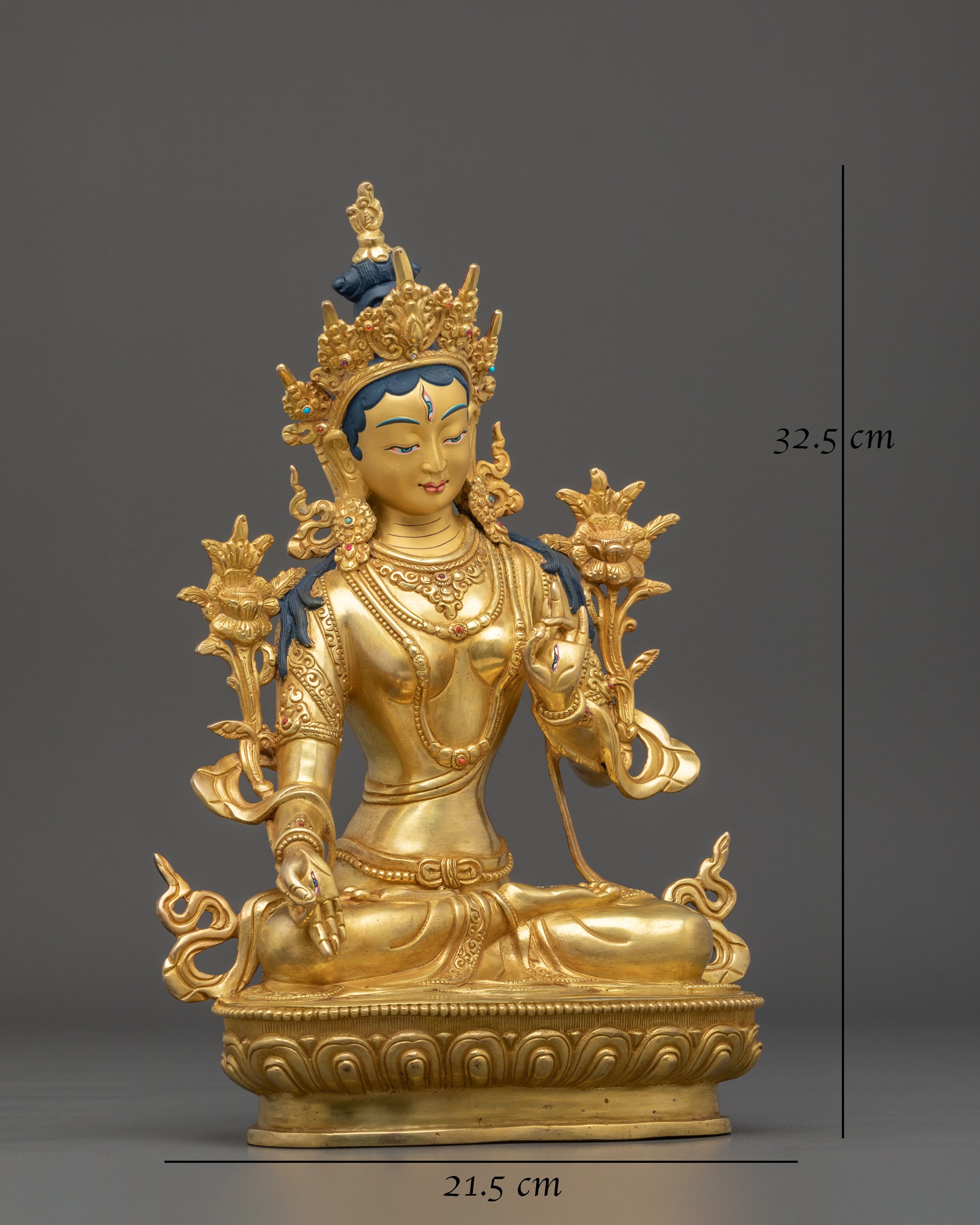 White Tara Fire Gold Gilded Statue | Serene Divine Feminine