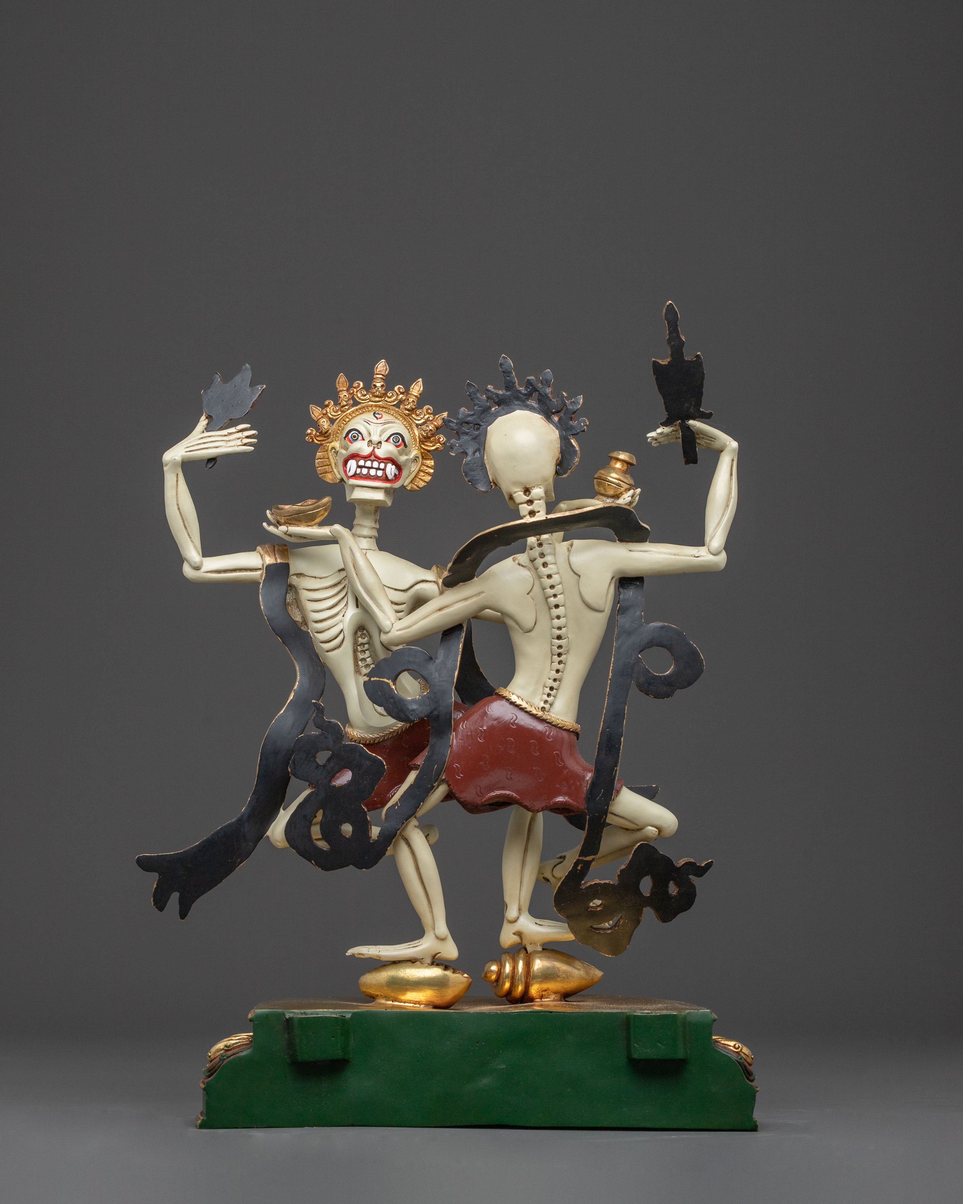 Copper Chitipati Statue - Hand-Gilded Masterpiece