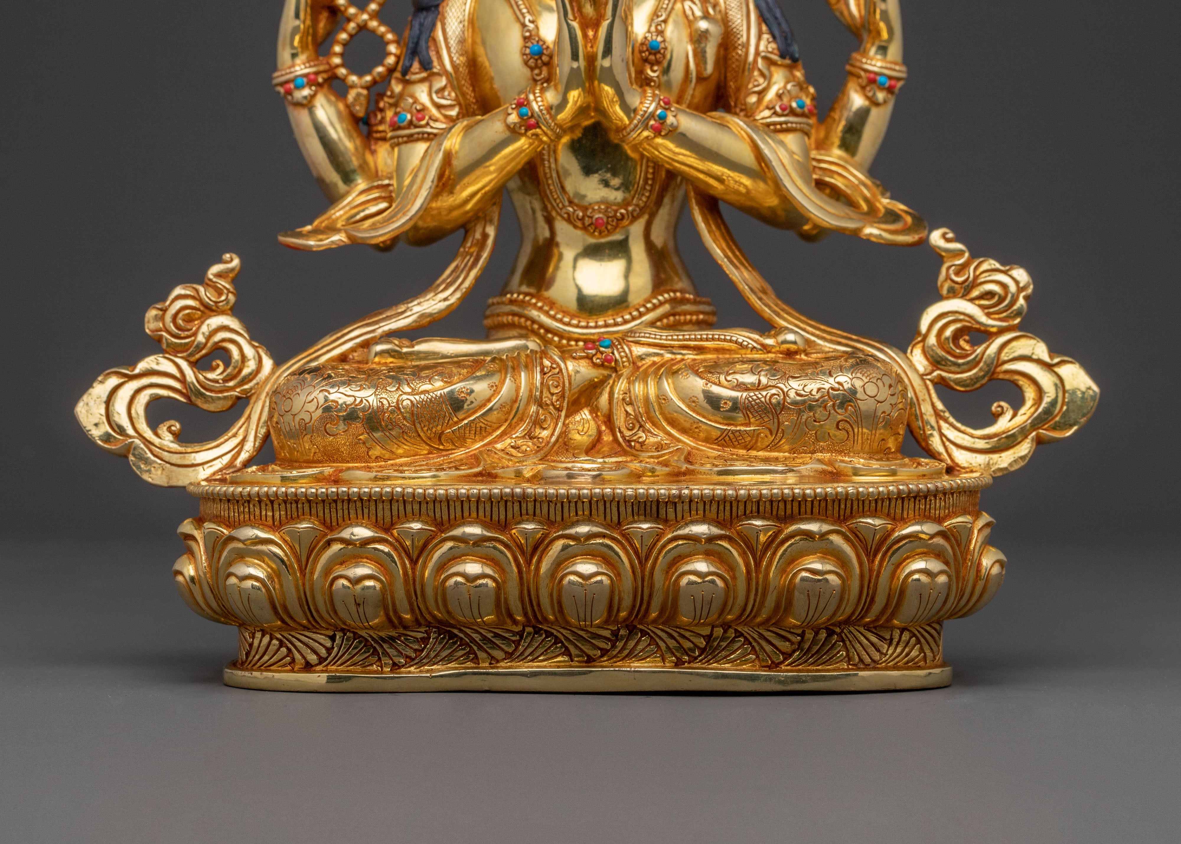 Handcrafted Copper Statue of Chenrezig