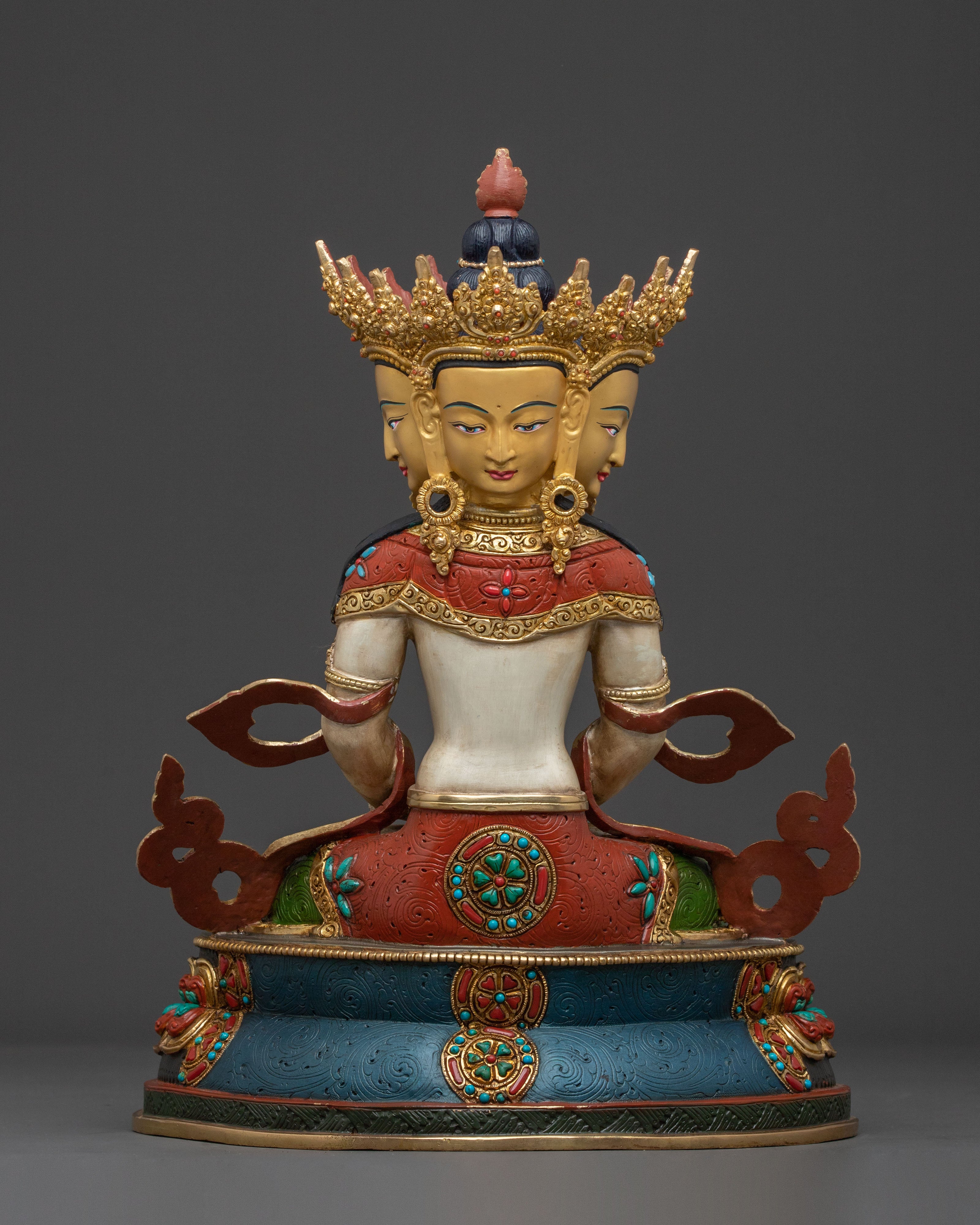 Handcrafted Vairocana Statue – 24K Gilded Copper
