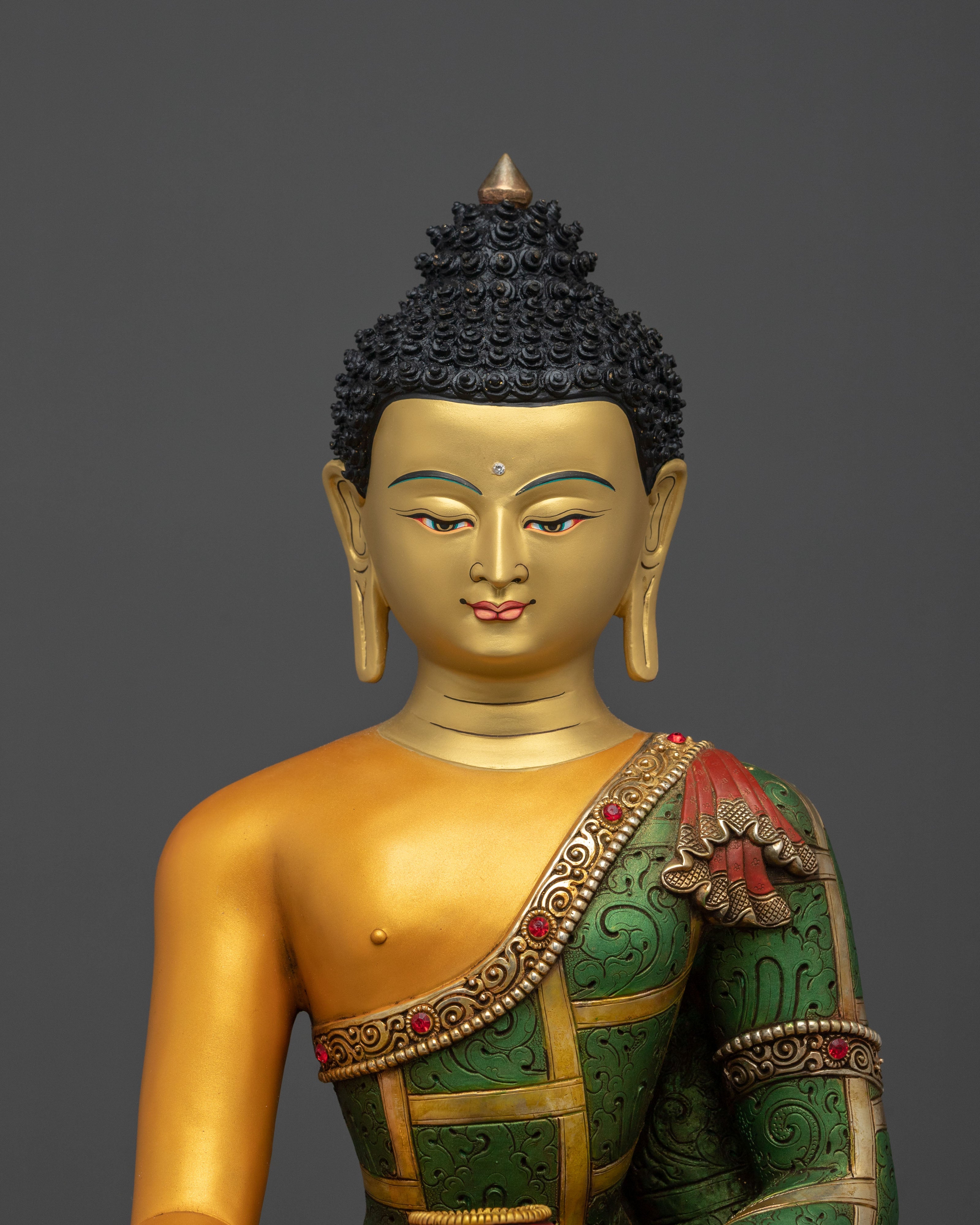 Shakyamuni Buddha Statue: 24K Gold Gilded