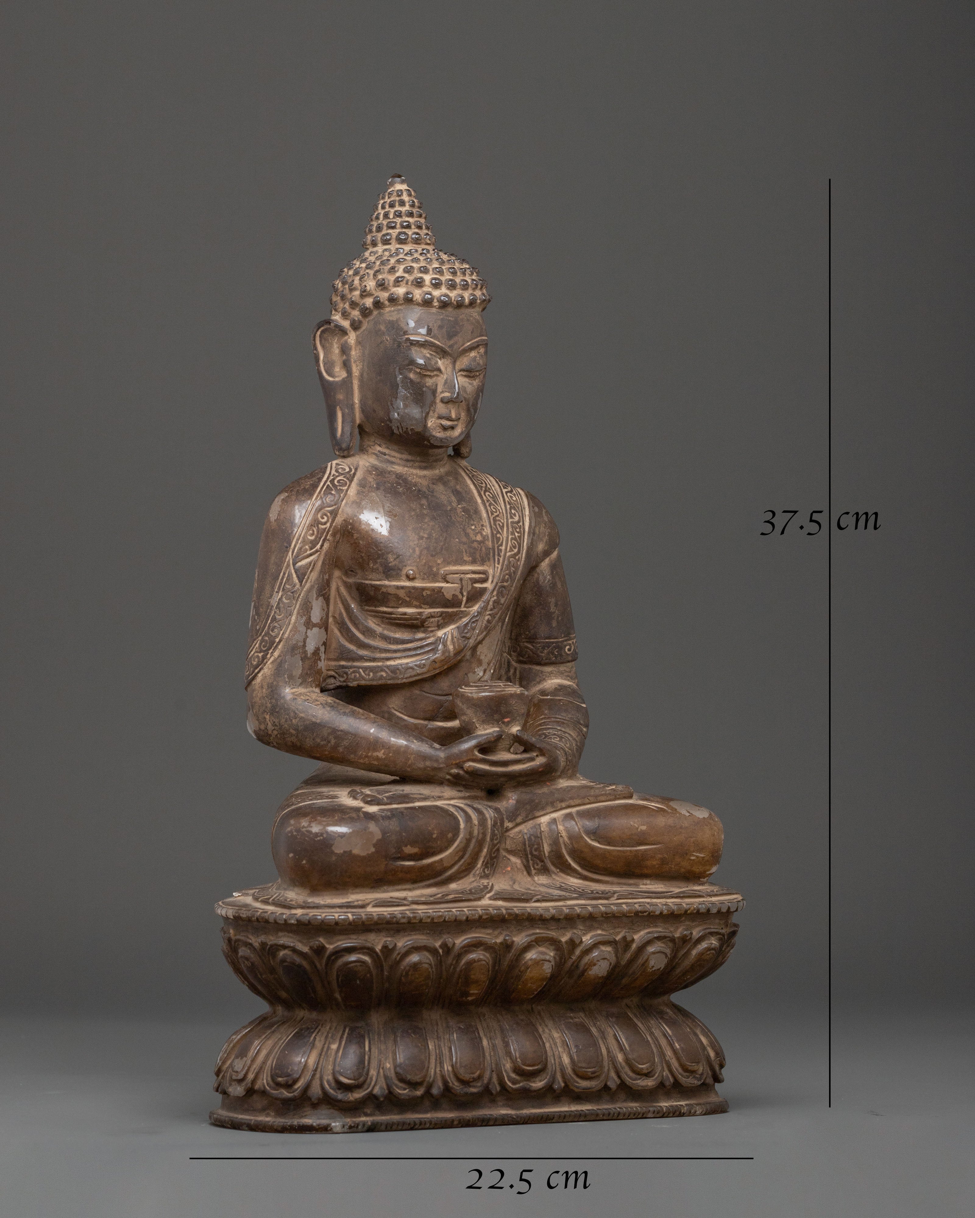 Amitabha Buddha Crystal Statue with Antique Finish