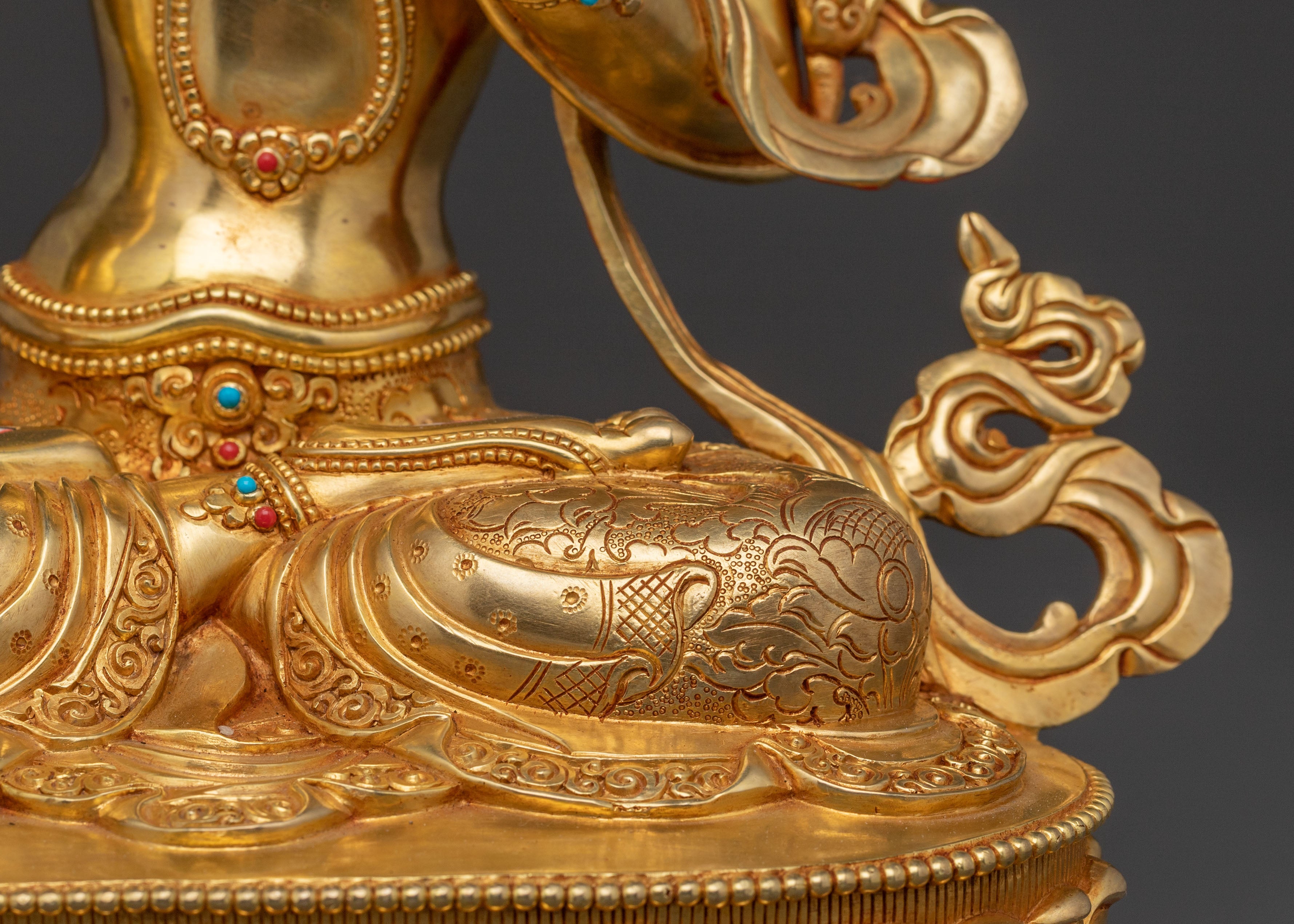 Radiant White Tara Blessing Statue - 24K Gold Gilded Copper