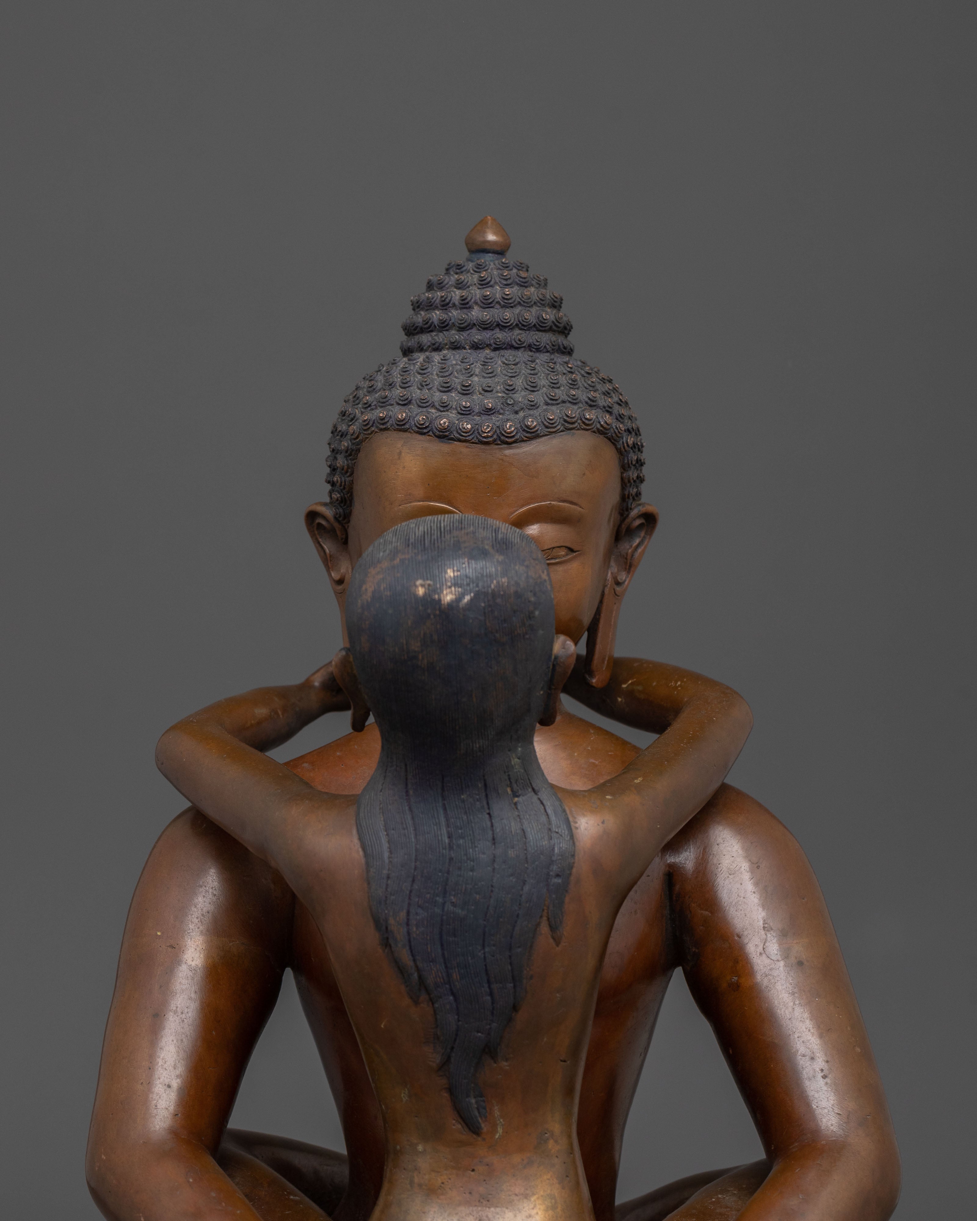 Samantabhadra Oxidized Sculpture with Consort | Altar Decor