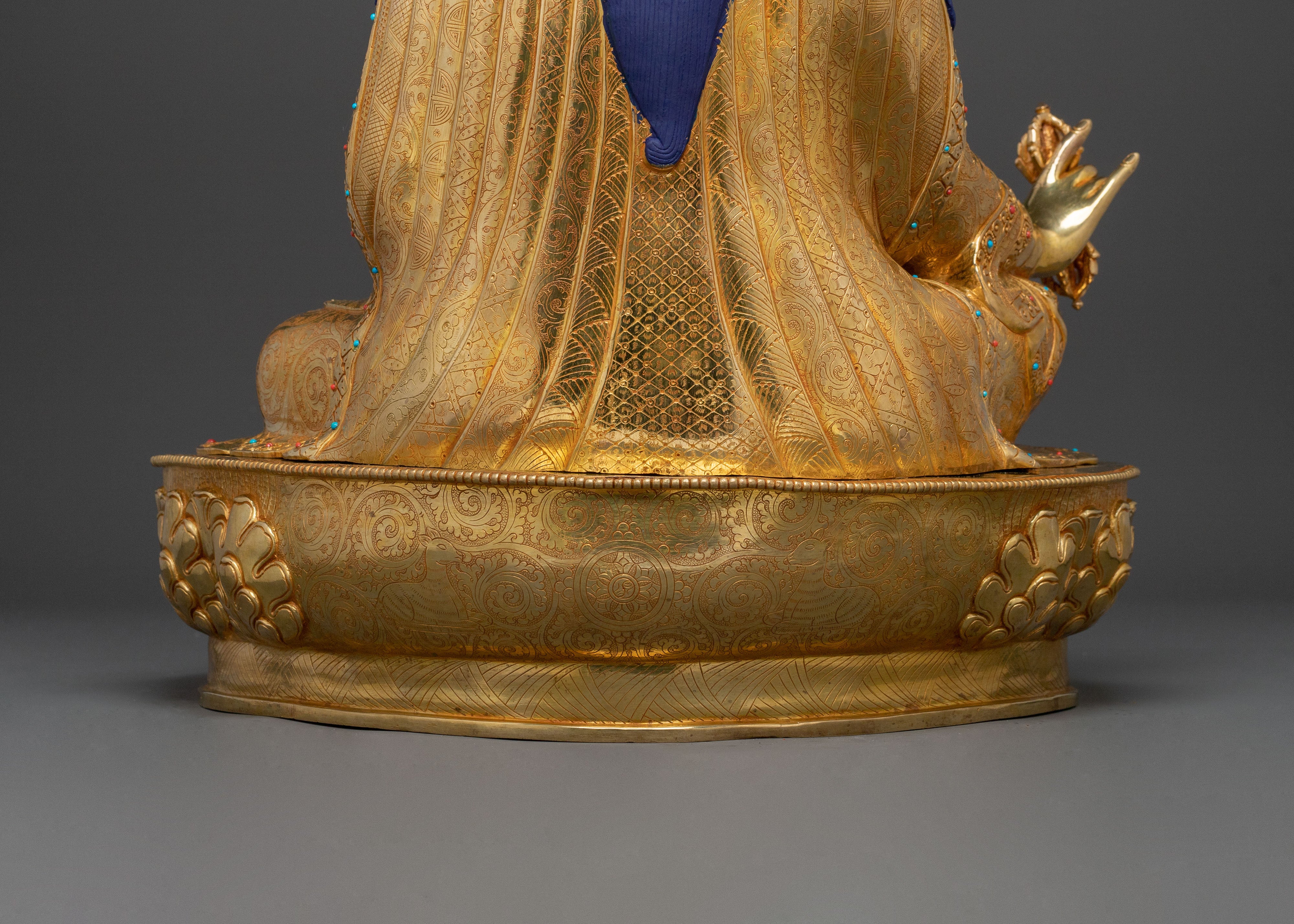 Guru Rinpoche 24K Gold Gilded Sacred Figure | Tibetan Buddhist Sculpture