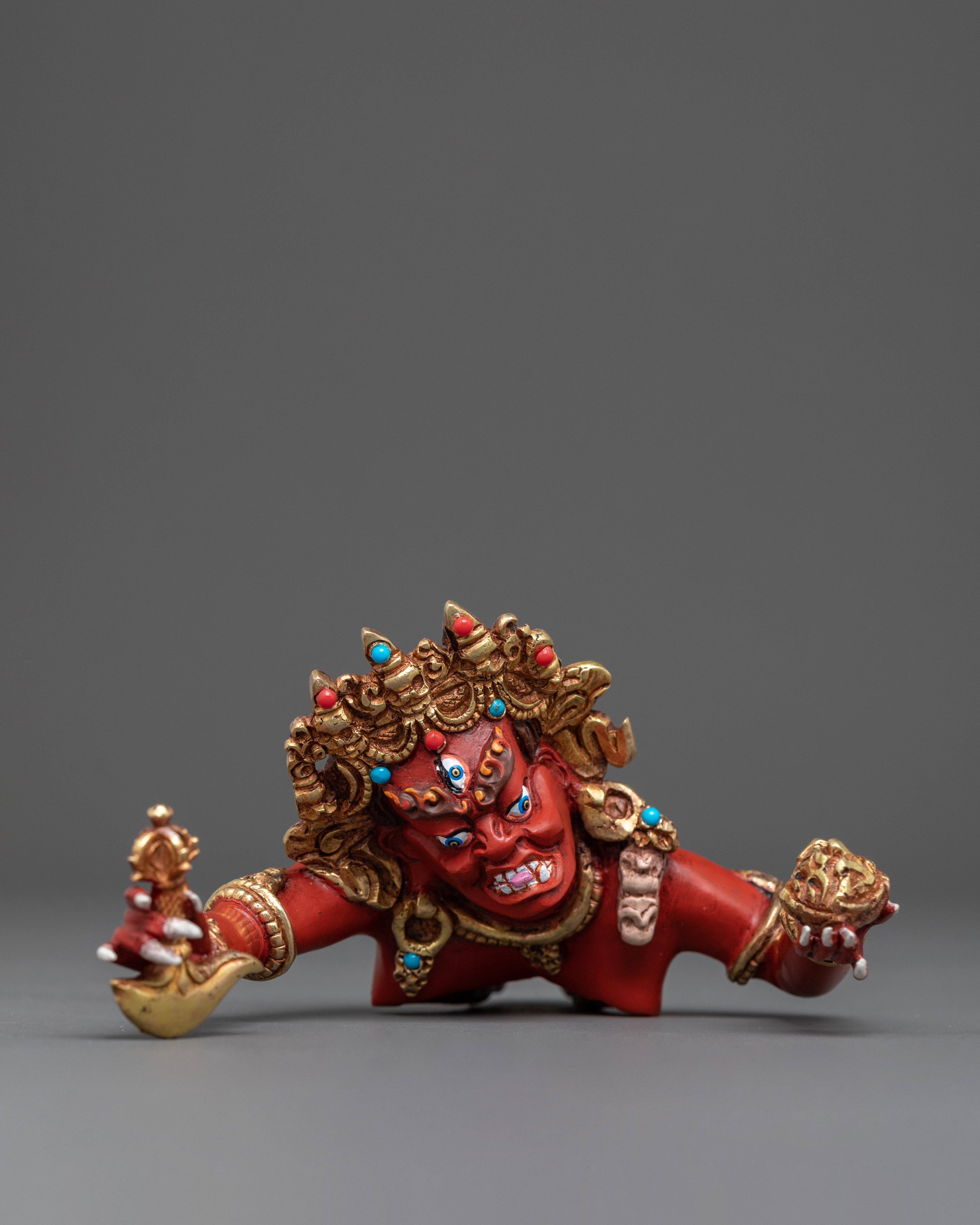 Chaturbhuja Mahakala Sculpture with Consort | Home Decor