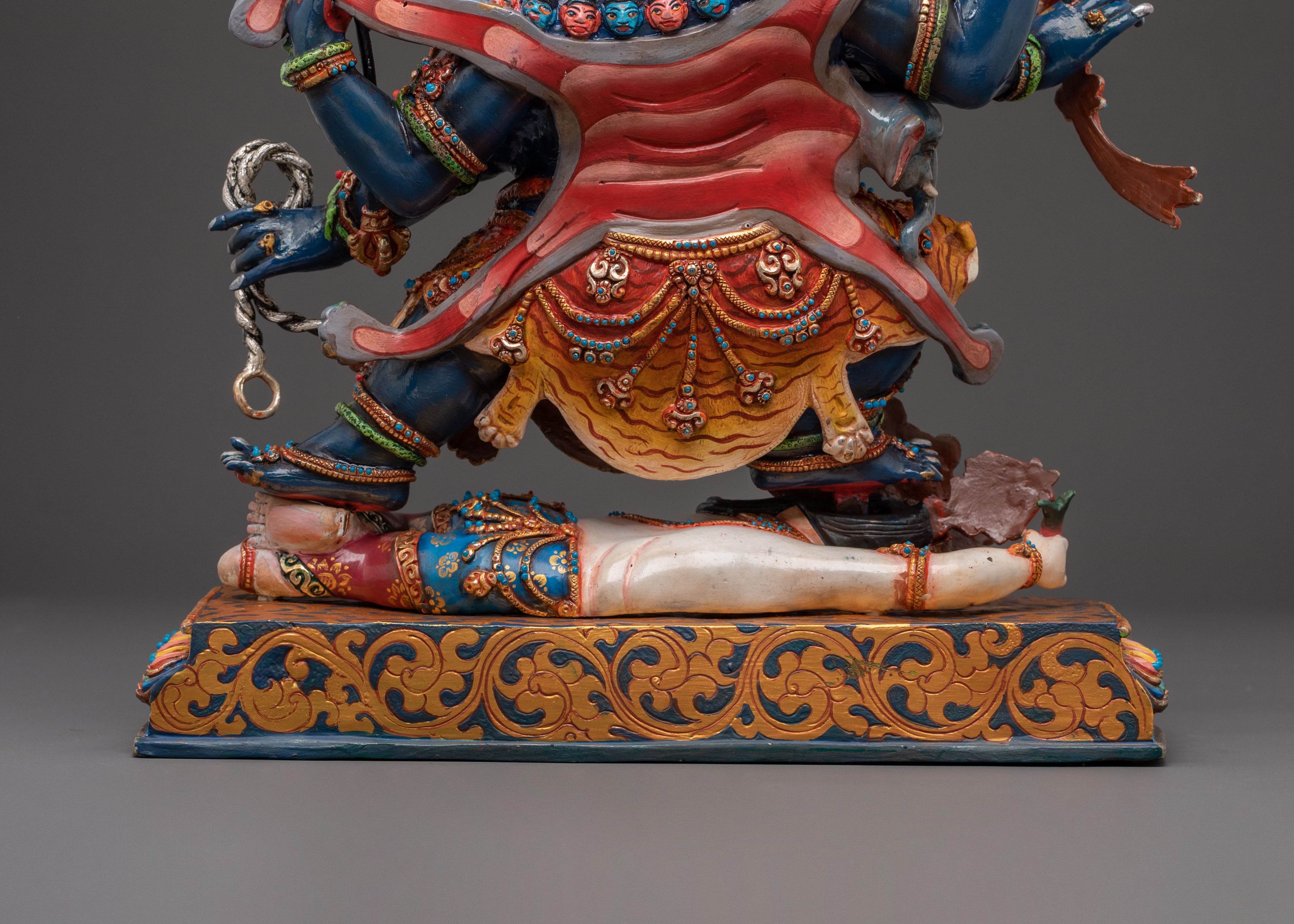 Mahakala Six Arms Protector Sculpture for Altar