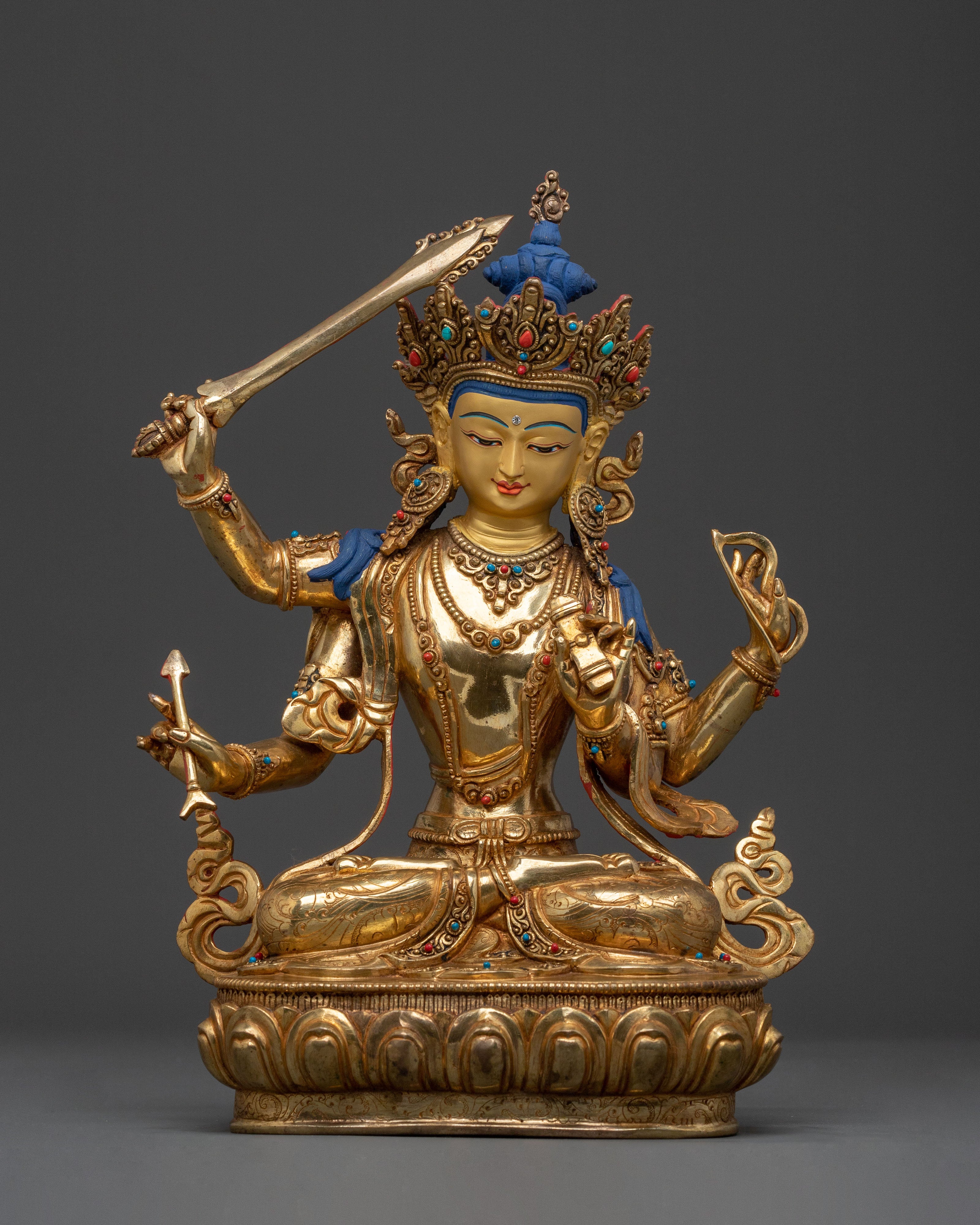 maha manjushri copper statue