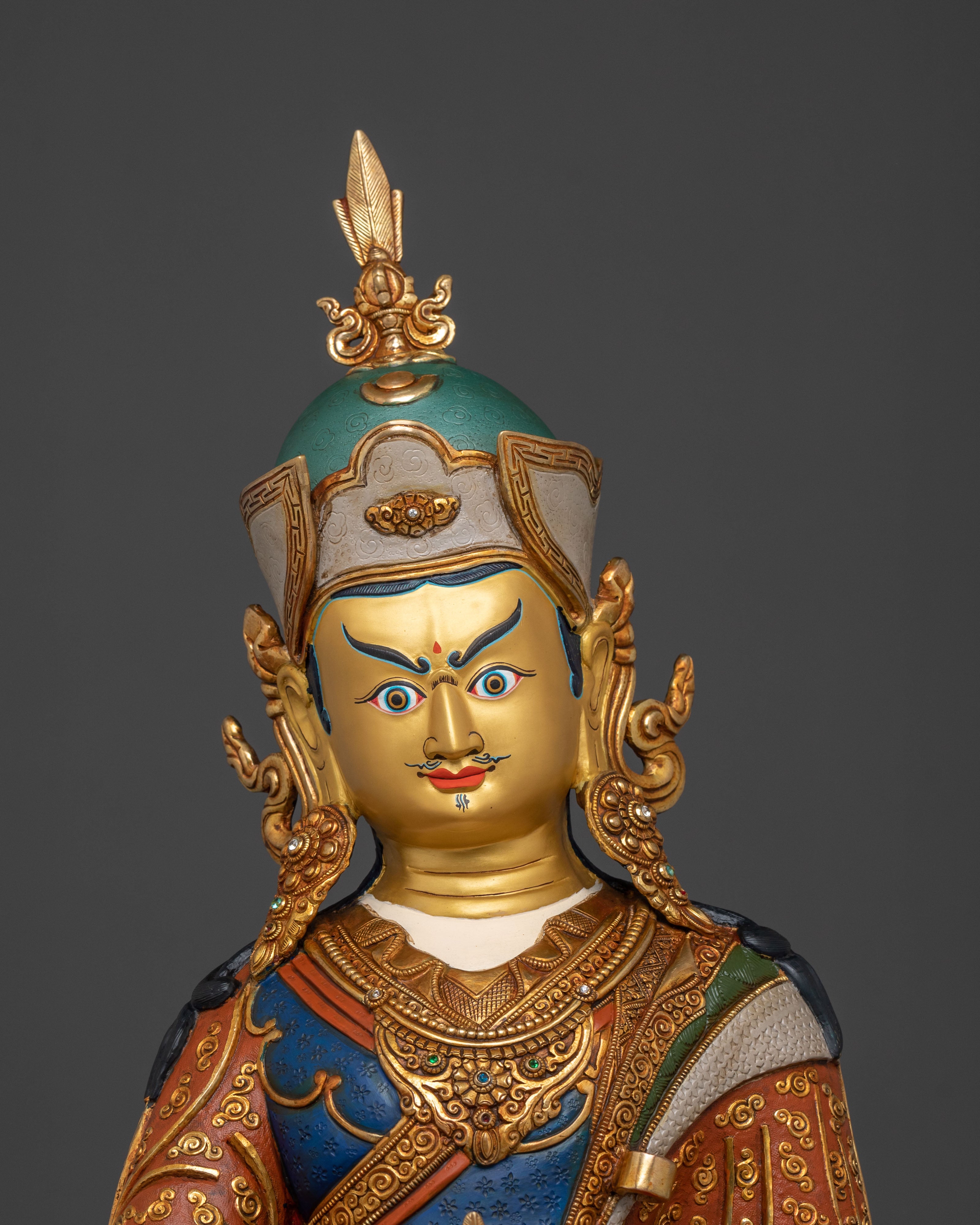 Guru Rinpoche Vajrayana Master Sculpture | Tibetan Buddhist Altar Decor