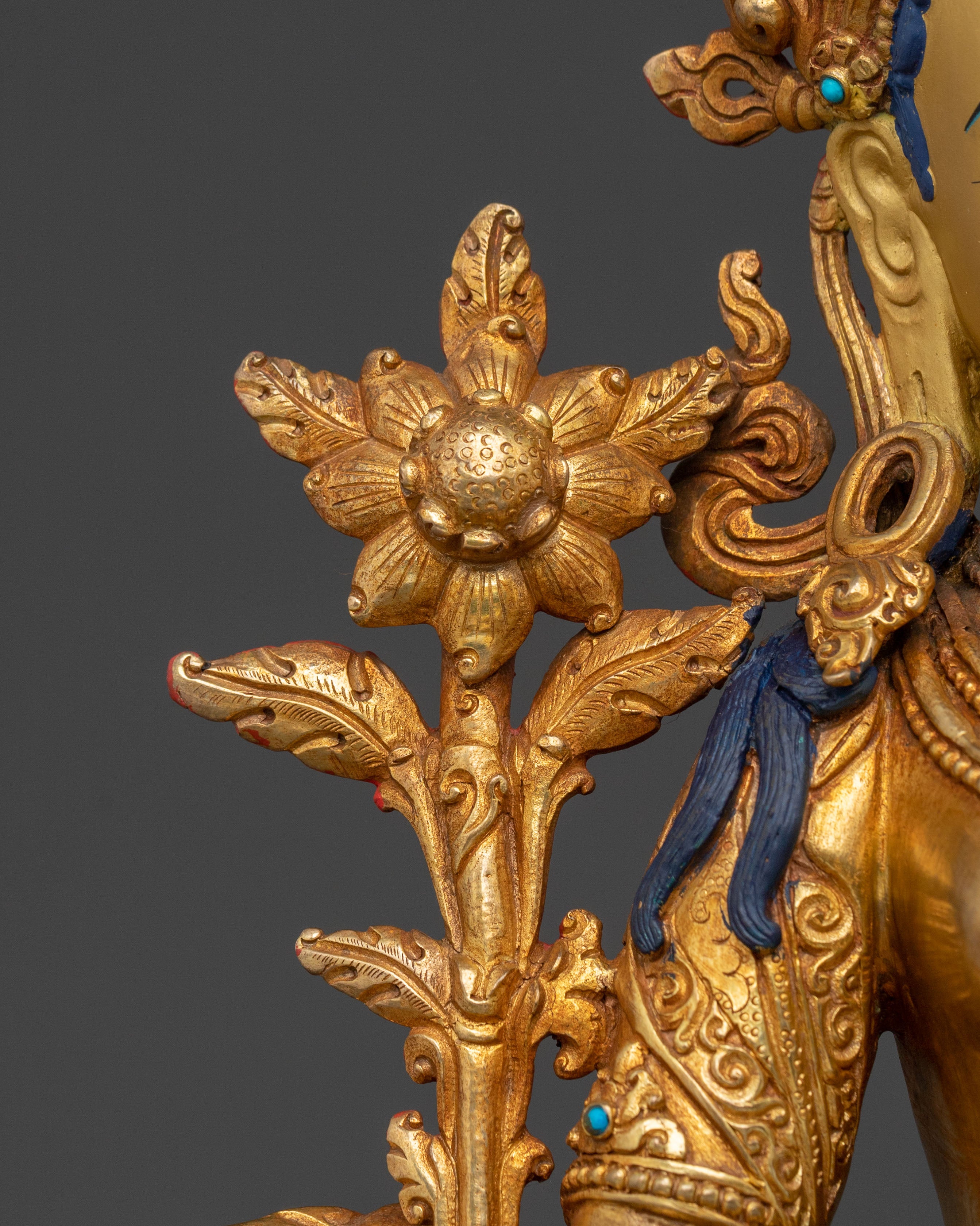 Green Tara Blessing Statue with 24K Gold Glided