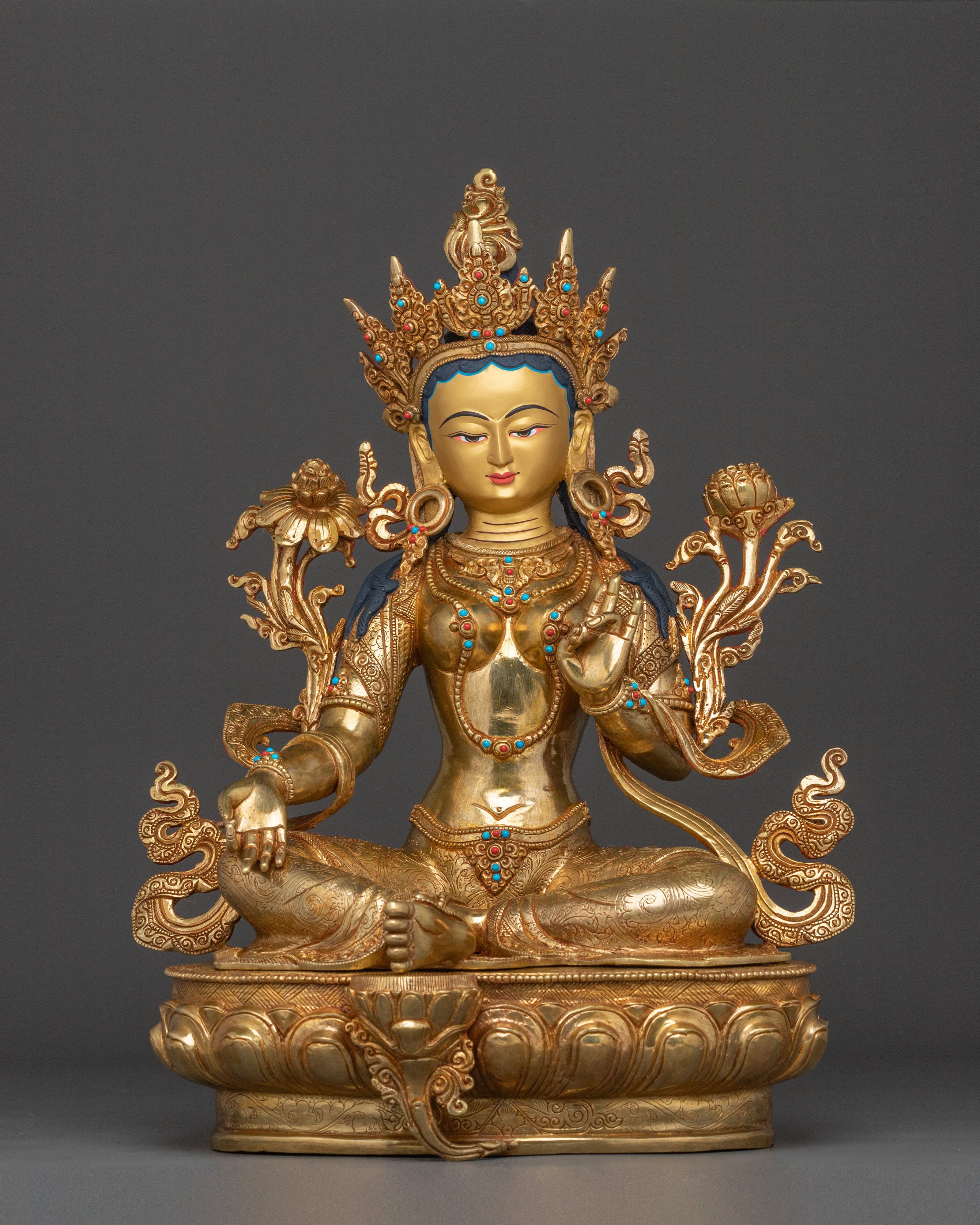 Goddess Green Tara Sacred Sculpture | Buddhist Goddess of Compassion