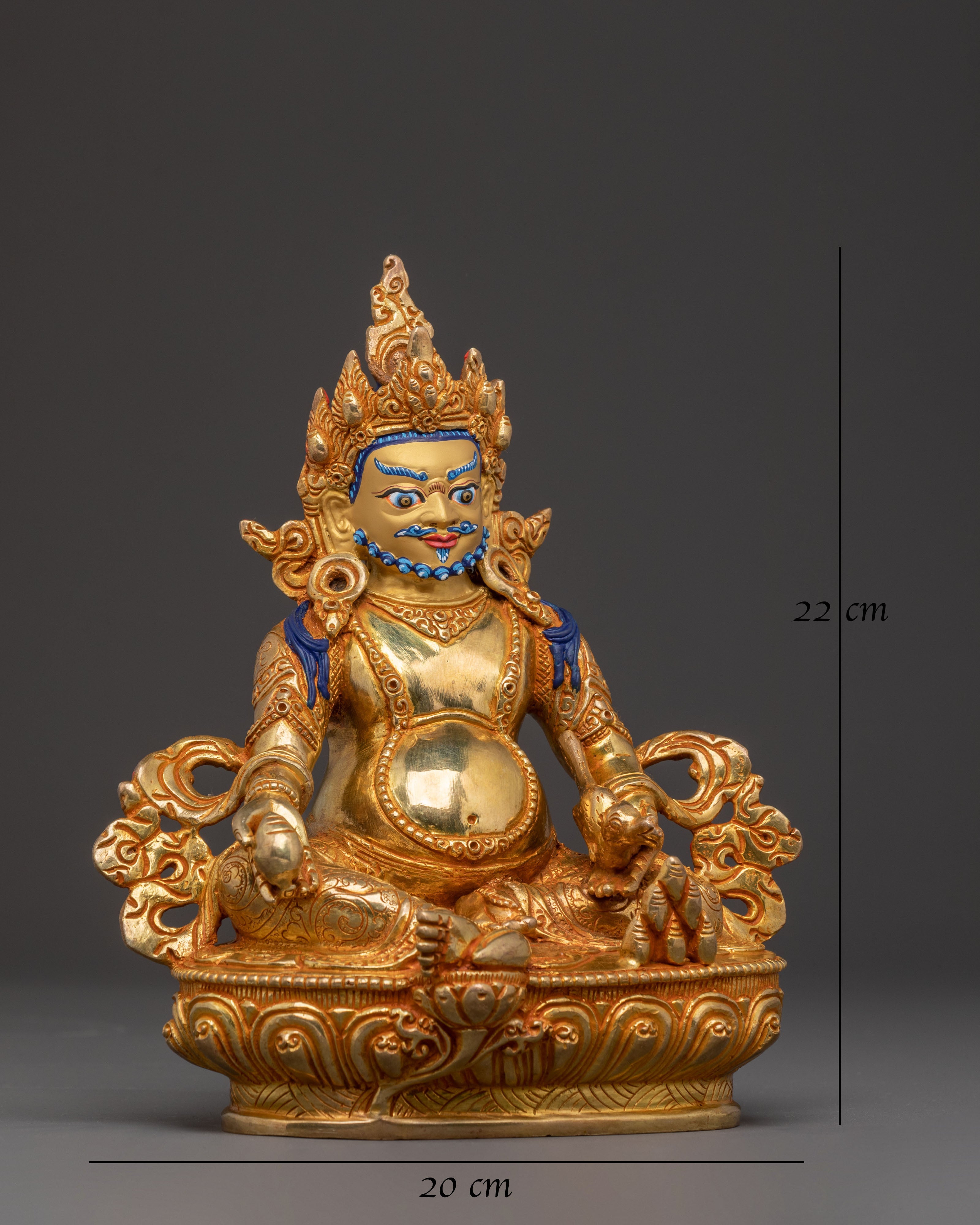 Handcrafted Dzambhala Spiritual Statue – 24K Gold Gilded Art