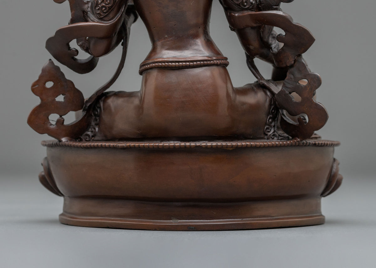 Hand-Carved Green Tara Sculpture | Oxidized Copper Figurine