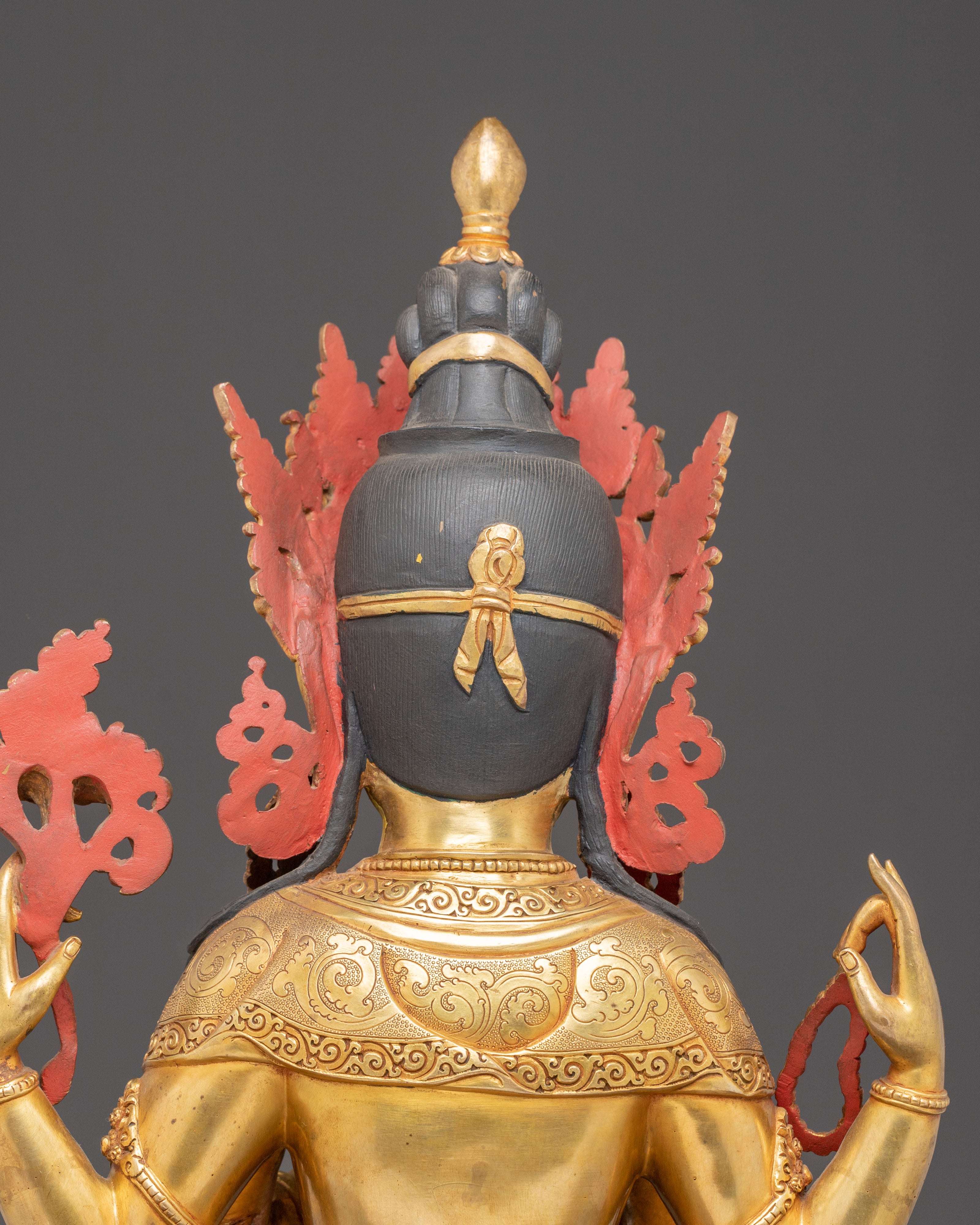 Golden Avalokiteshvara Bodhisattva Statue | Compassion Deity