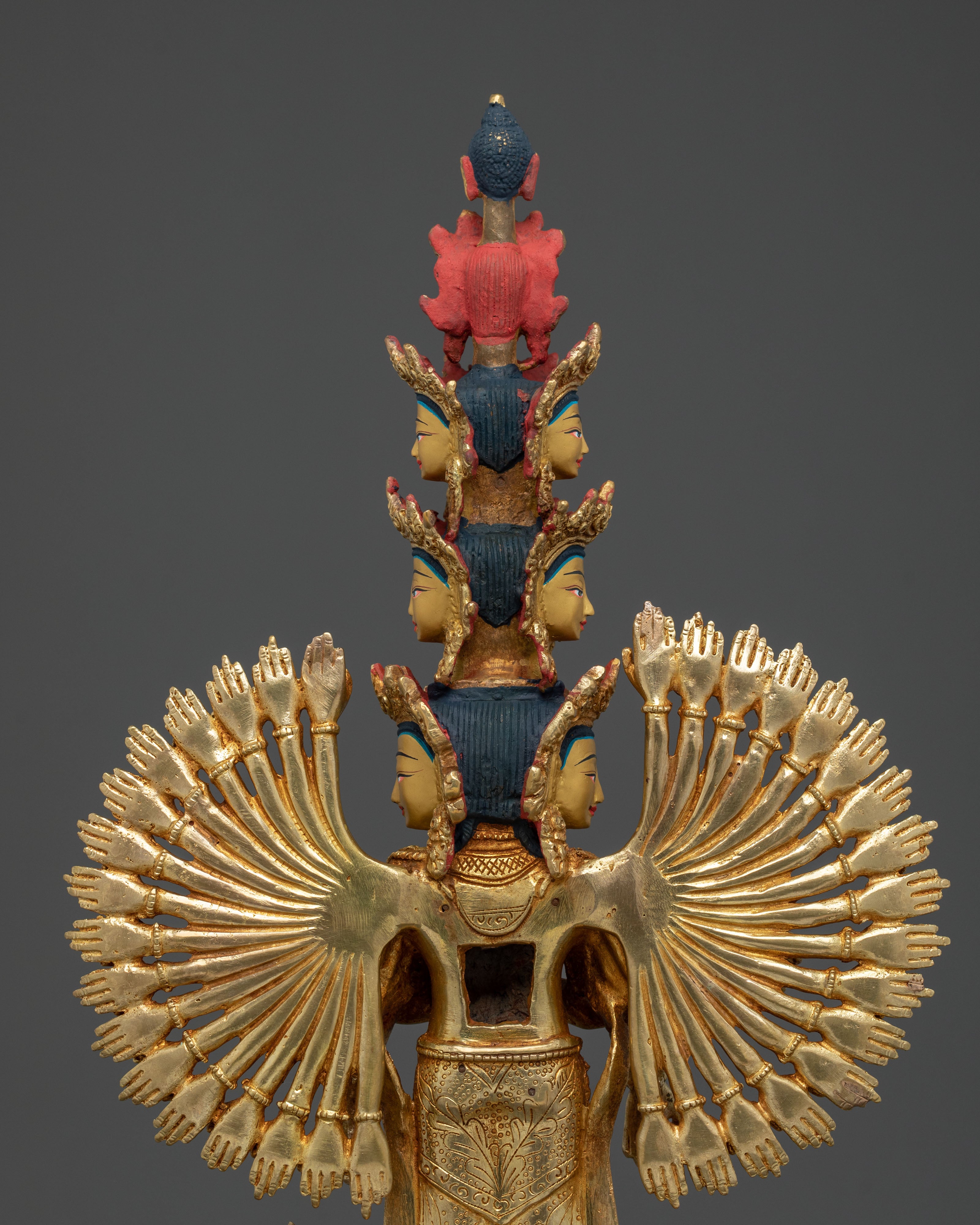 1000 Armed Chenrezig Spiritual Sculpture with 24K Gold Gilded