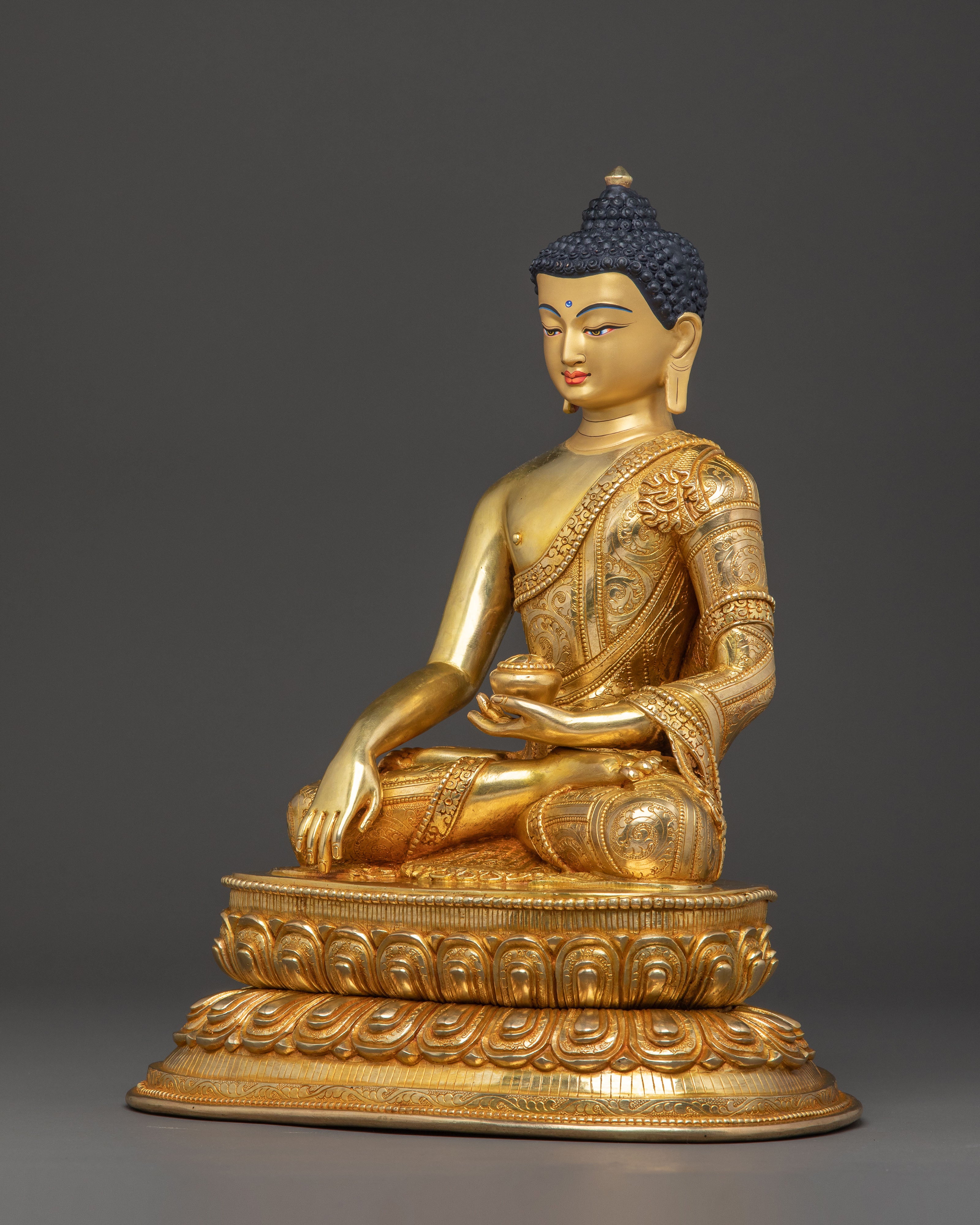 Radiant Tibetan Shakyamuni Buddha Handcrafted Statue