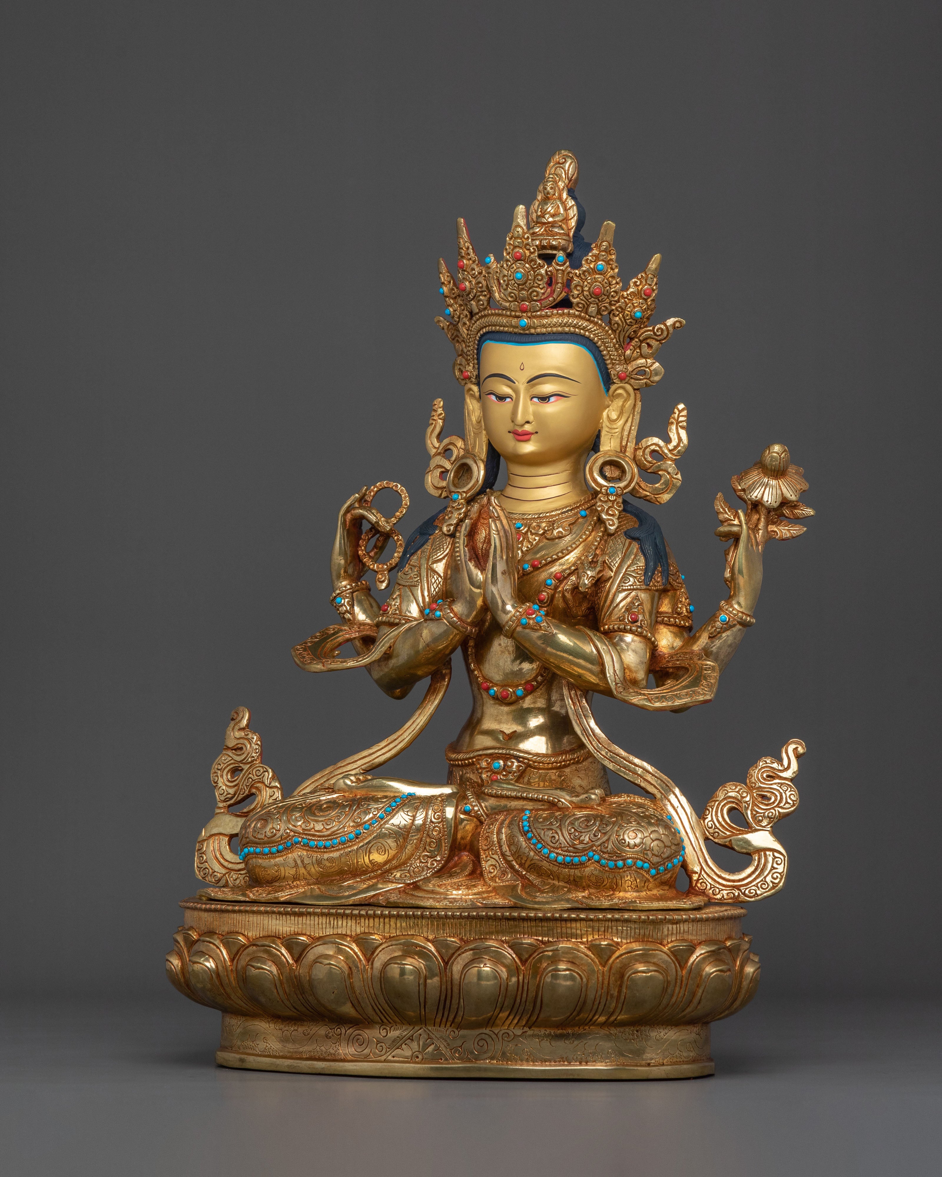 Four Armed Chenrezig Spiritual Figurine | Home Decor