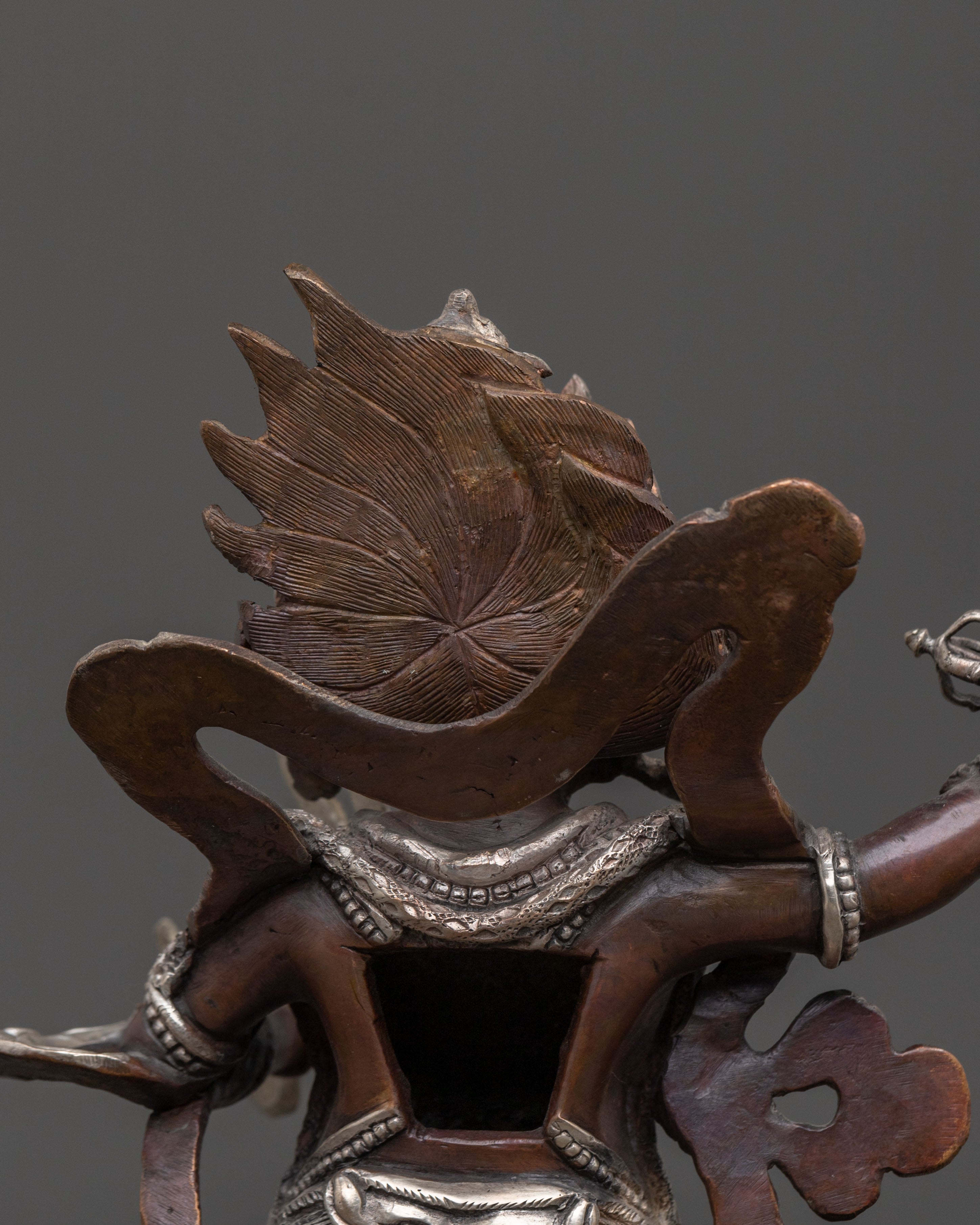 Vajrapani Himalayan Statue in Oxidized Copper and Silver