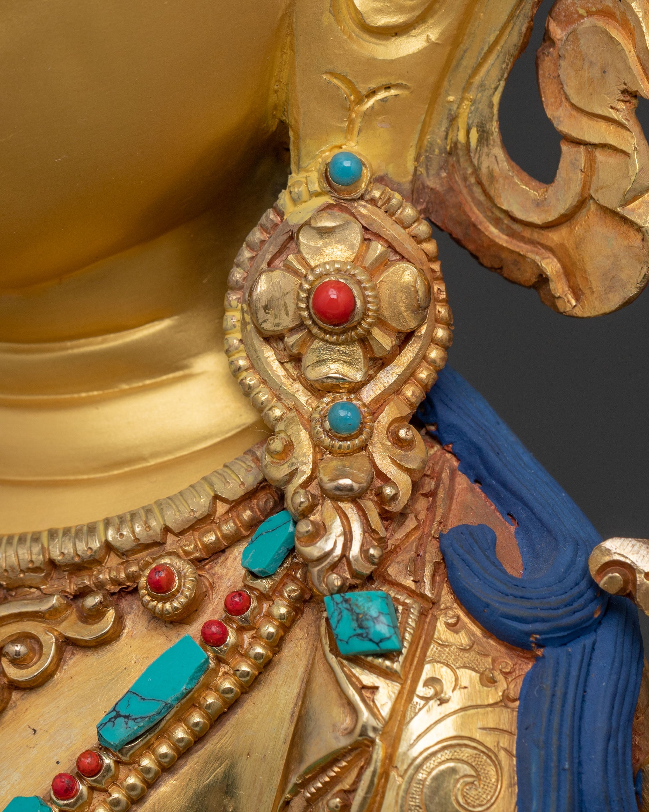Maitreya Buddha Fire Gold Gilded Statue | Home Decor