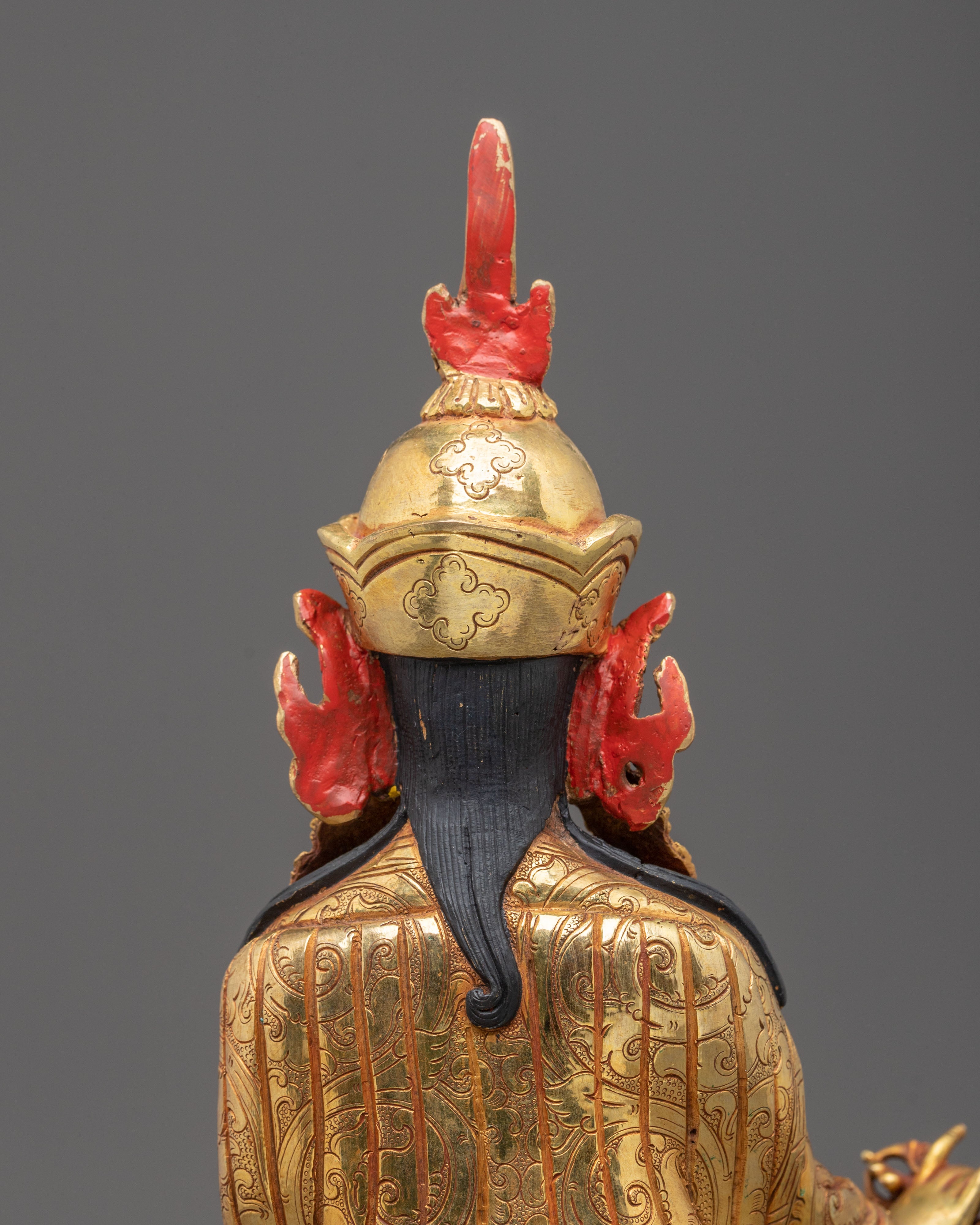 Hand-Carved Guru Rinpoche Sculpture | Copper Figurine