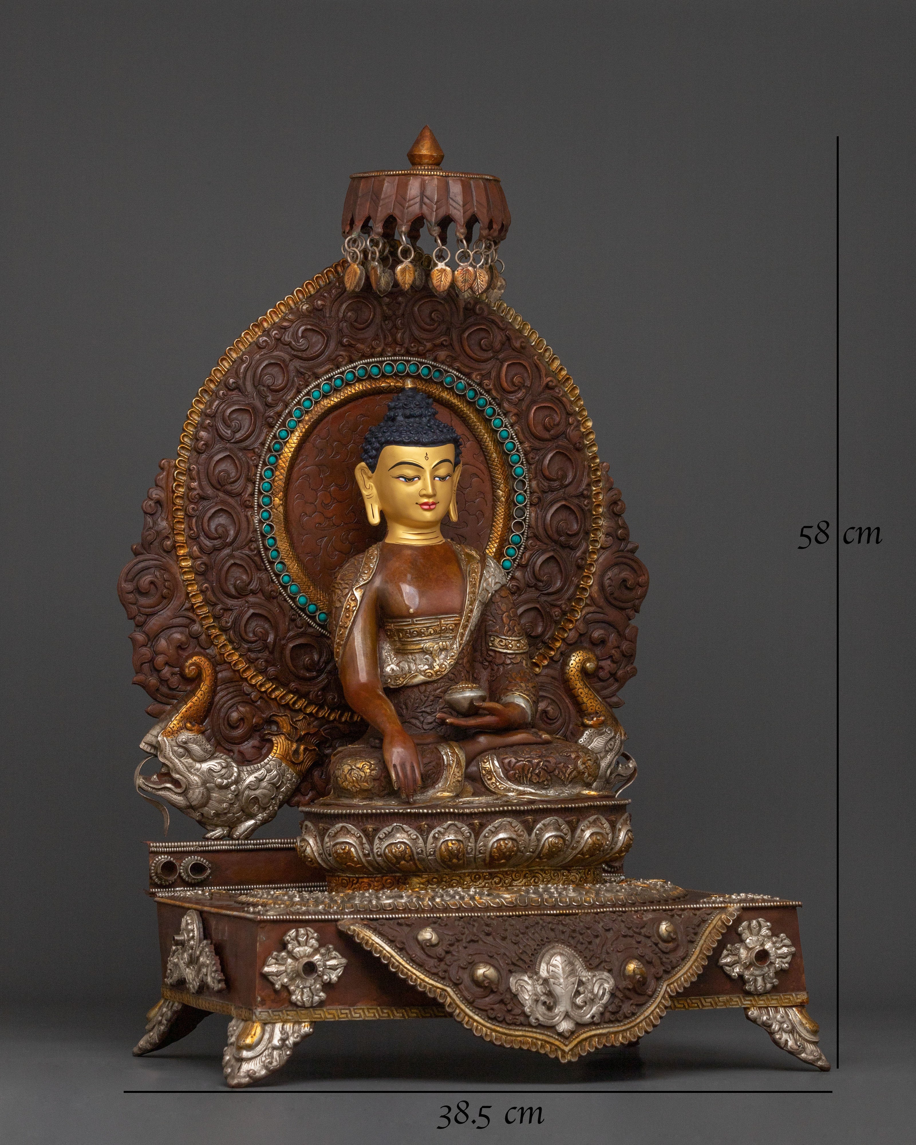 Shakyamuni Buddha Himalayan Statue on Throne