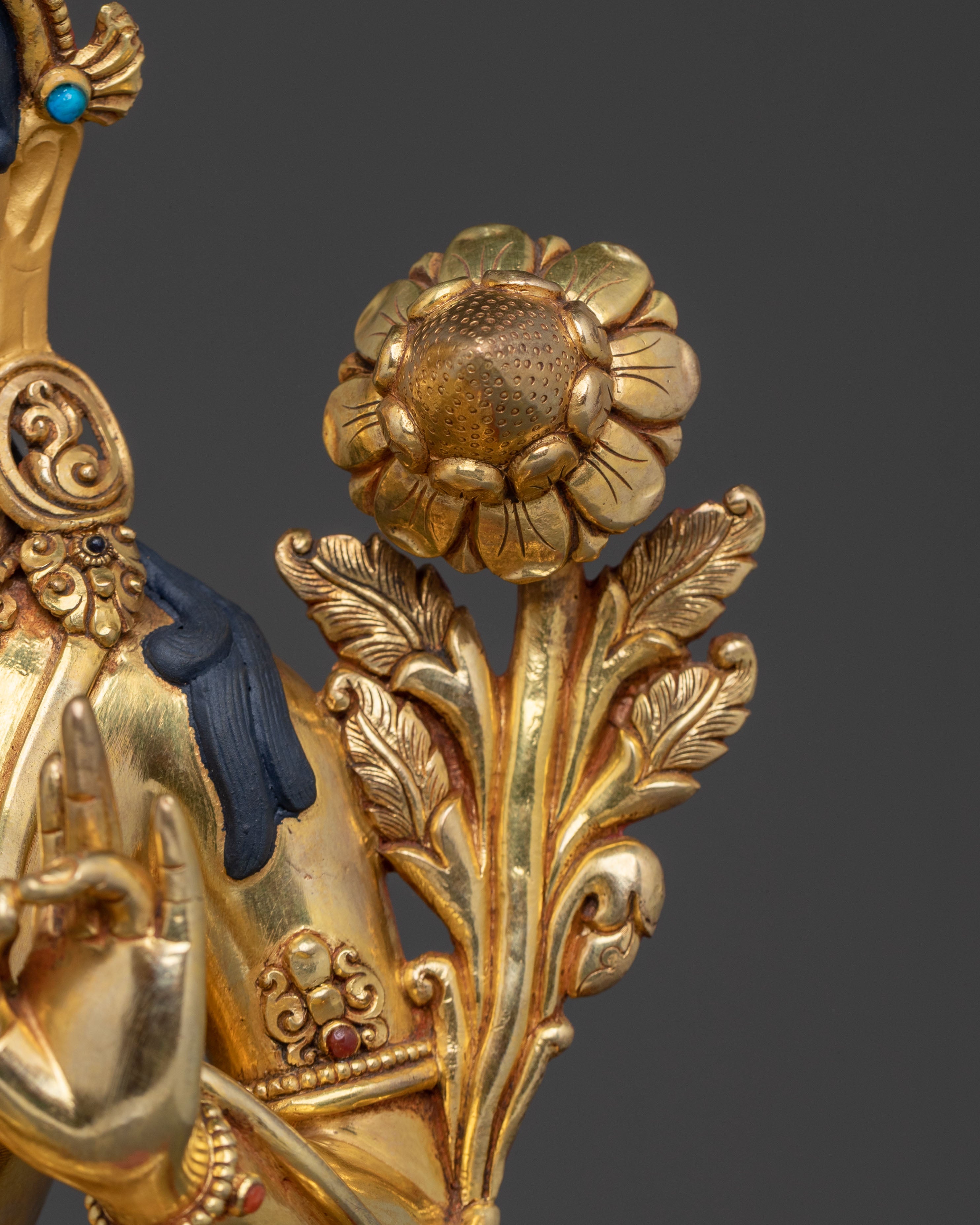 Green Tara 24K Gold Gilded Statue | Home Decor