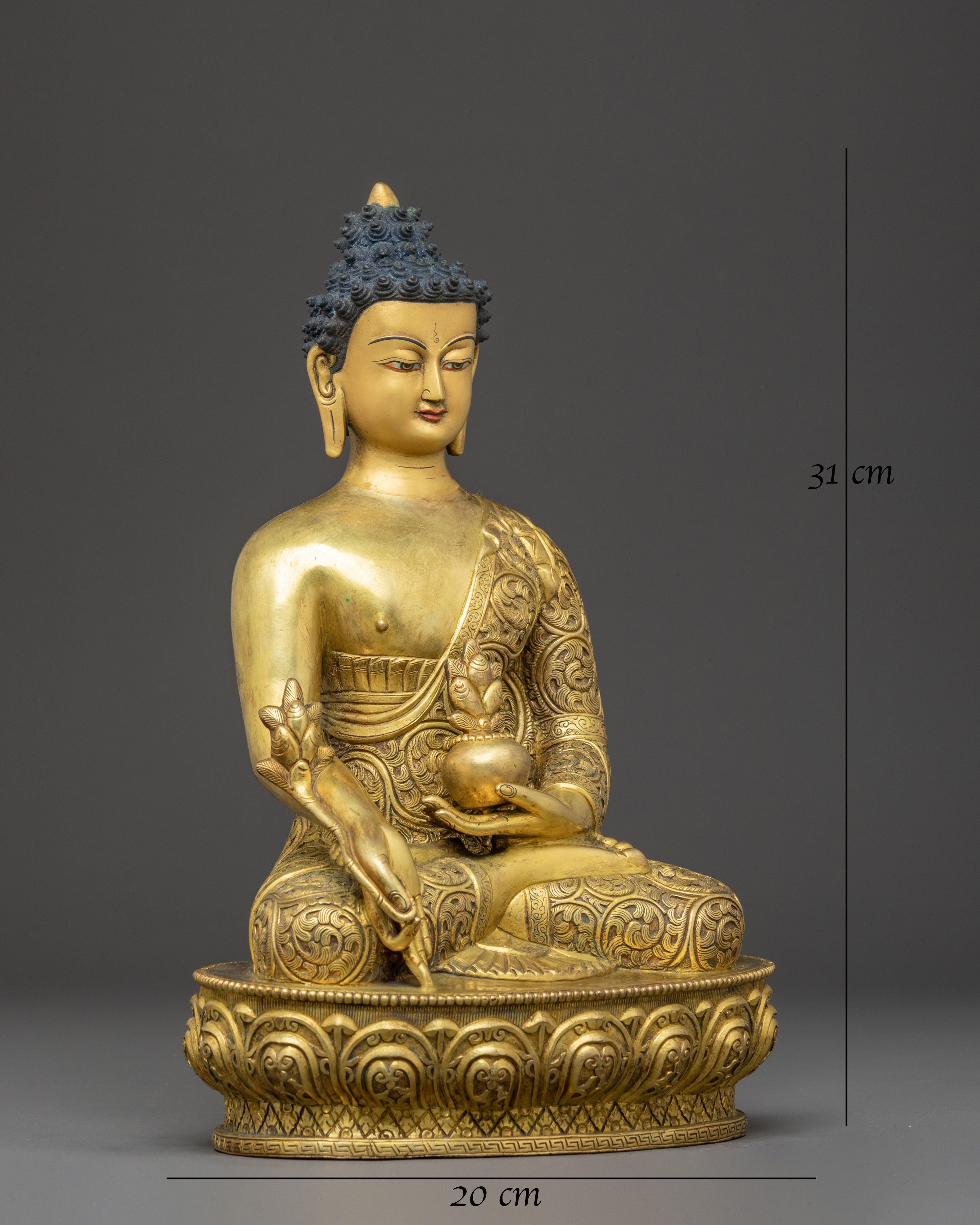 Handmade Medicine Buddha Copper Body Statue